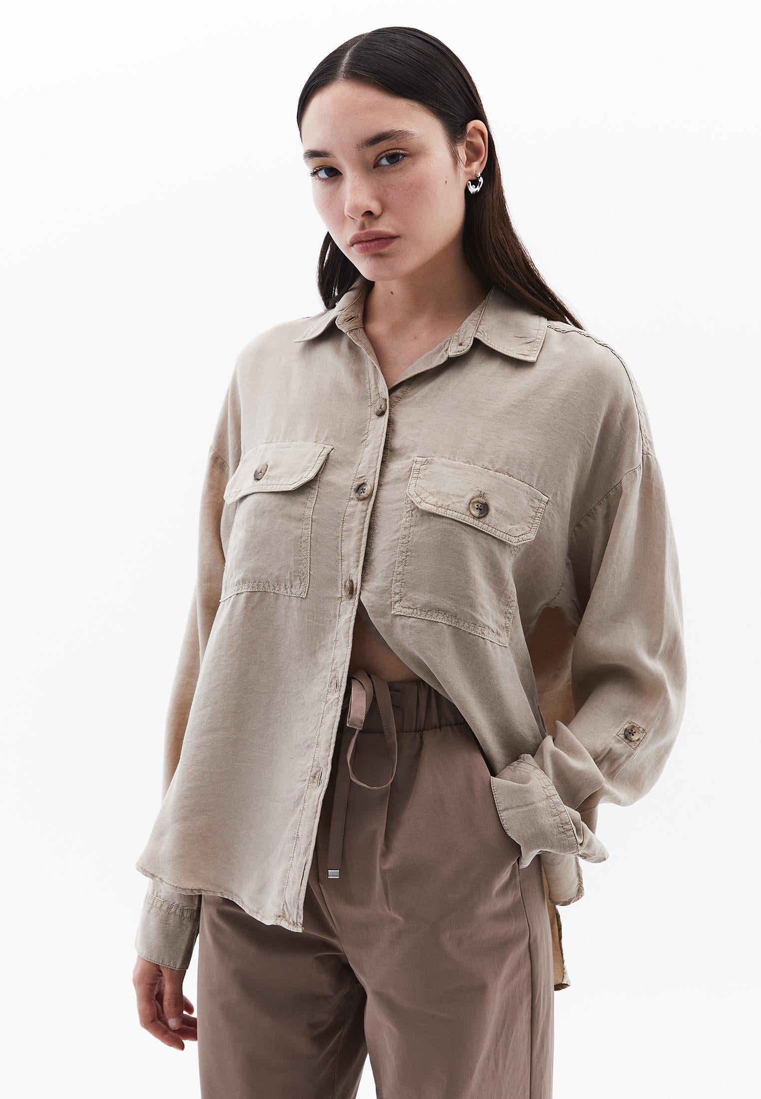 Oversize Long Sleeve Shirt - ANTIK SIMPLY TAUPE