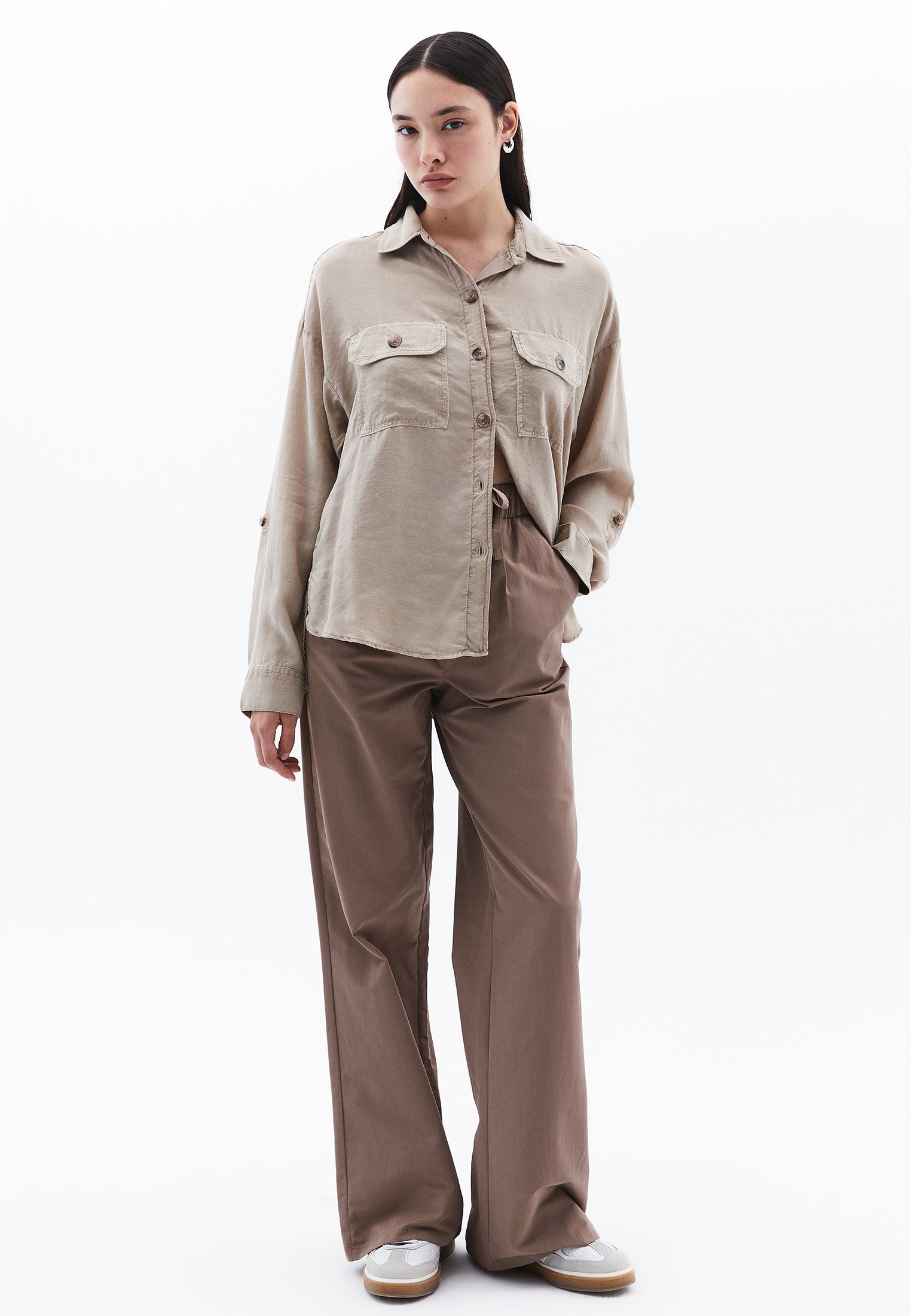 Oversize Long Sleeve Shirt - ANTIK SIMPLY TAUPE