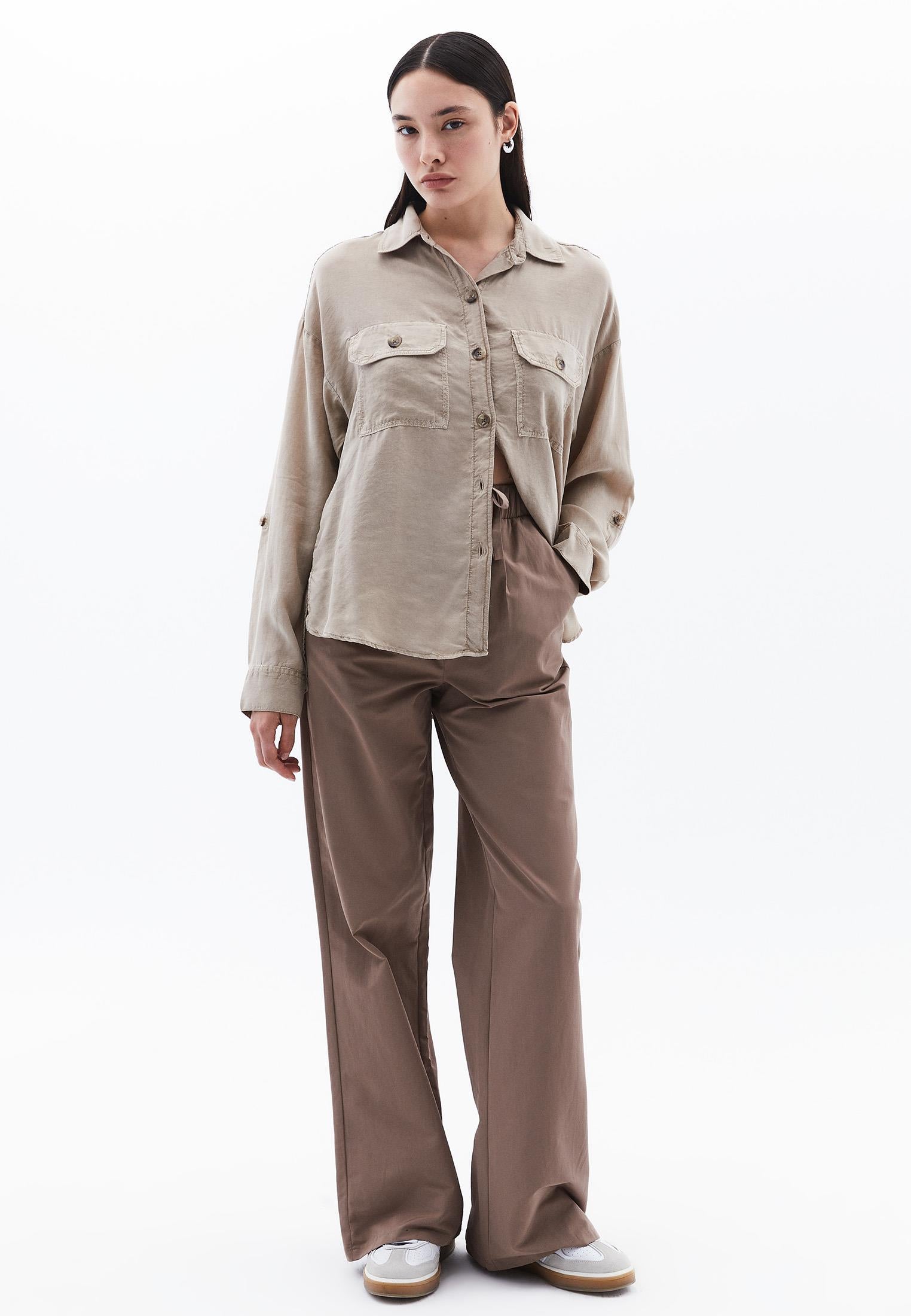 Oversize Long Sleeve Shirt - ANTIK SIMPLY TAUPE