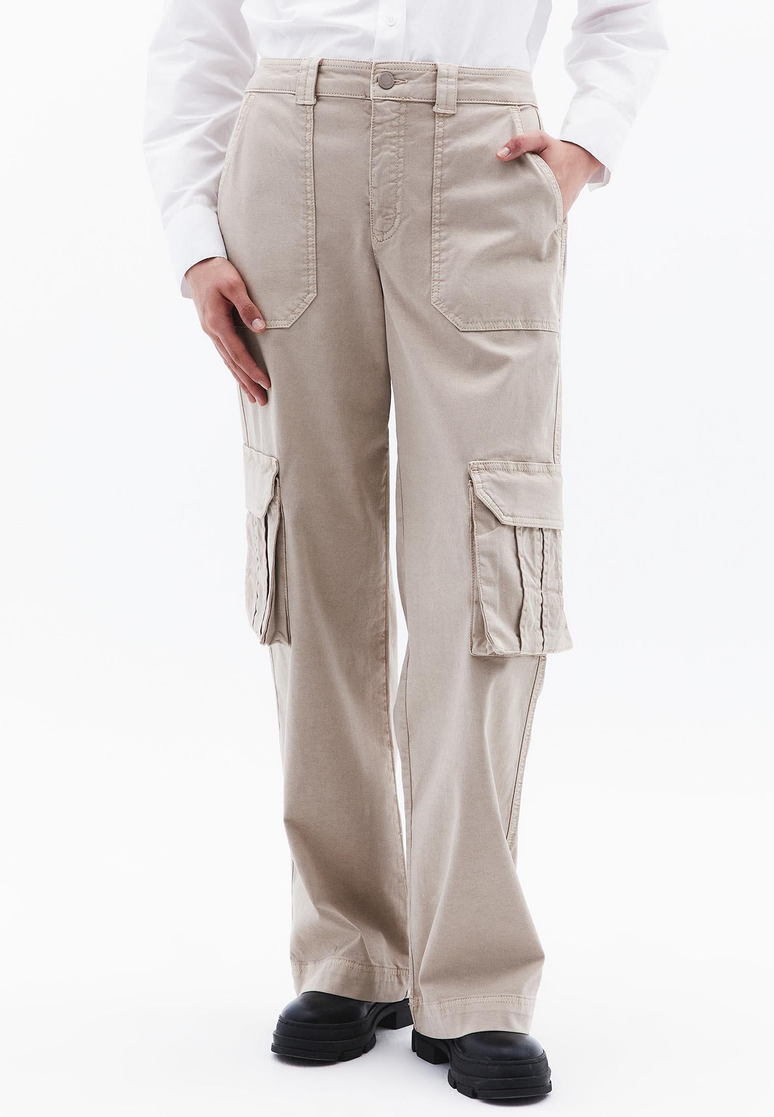 Straight Leg Mid Waist Pocket Detailed Trousers - ANTIK SIMPLY TAUPE