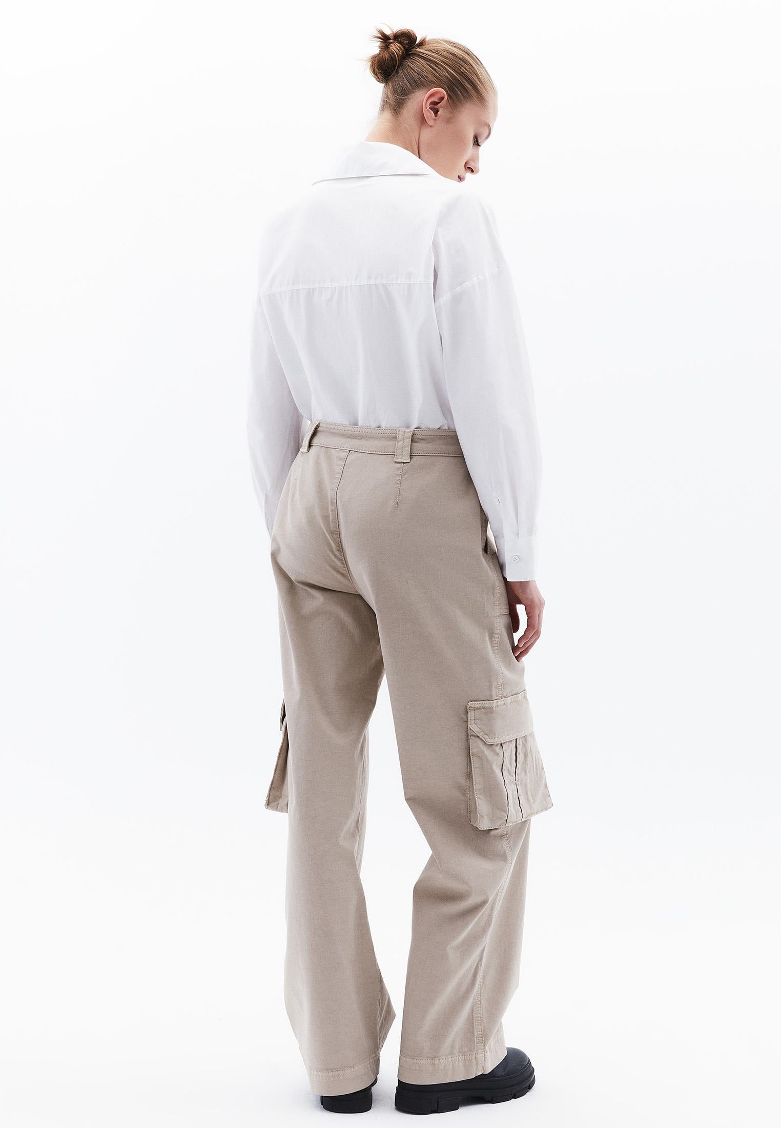 Straight Leg Mid Waist Pocket Detailed Trousers - ANTIK SIMPLY TAUPE