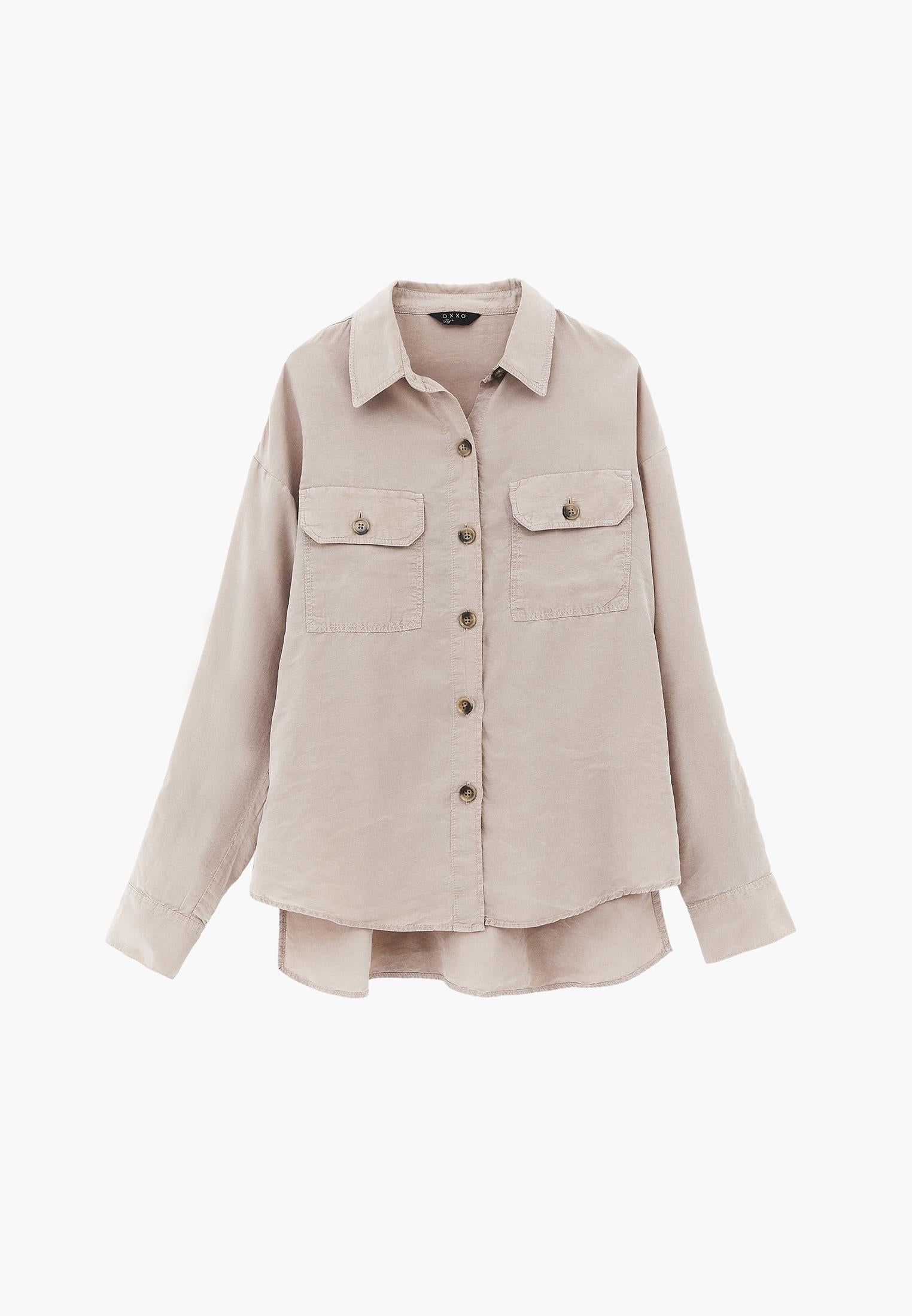 Oversize Pocketed Shirt - ANTIK SIMPLY TAUPE