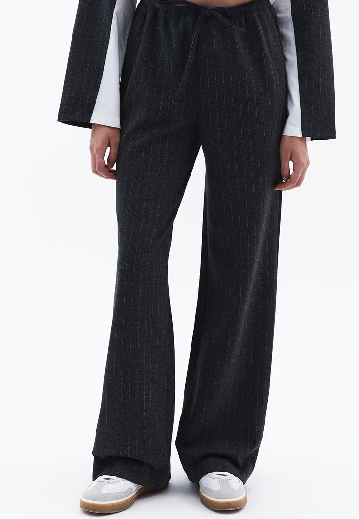 High Waist Straight Leg Pocket Detailed Pants - ANTRA MELANGE