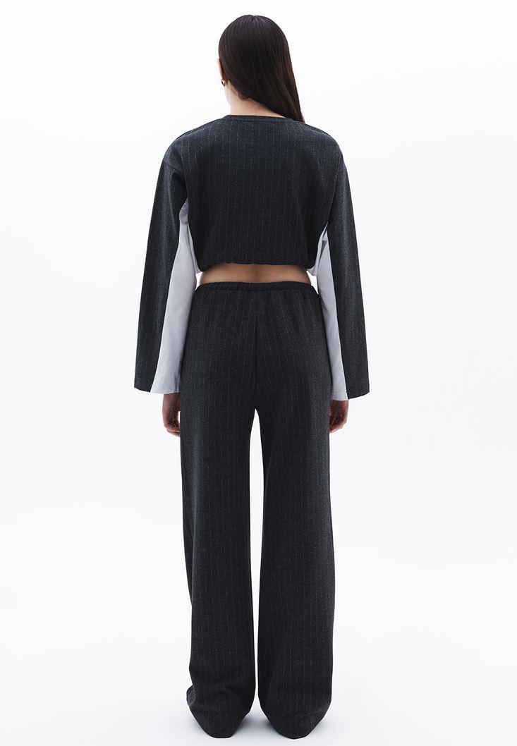High Waist Straight Leg Pocket Detailed Pants - ANTRA MELANGE