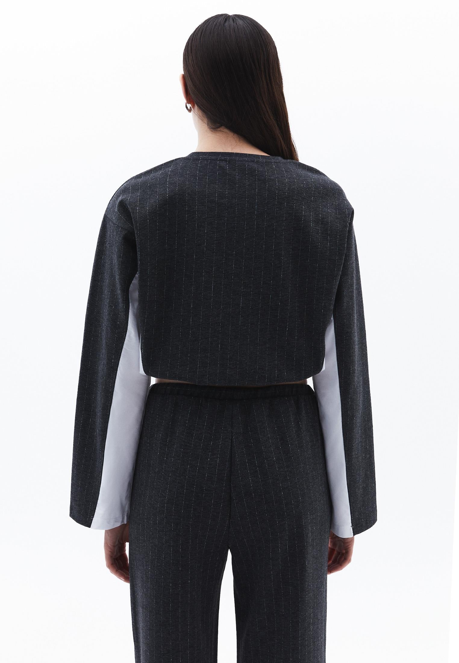 Long Sleeve Loose Crop T-Shirt - ANTRA MELANGE