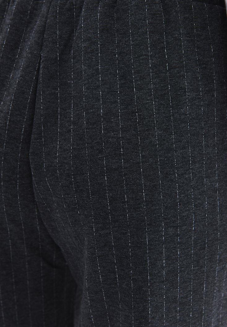 High Waist Straight Leg Pocket Detailed Pants - ANTRA MELANGE