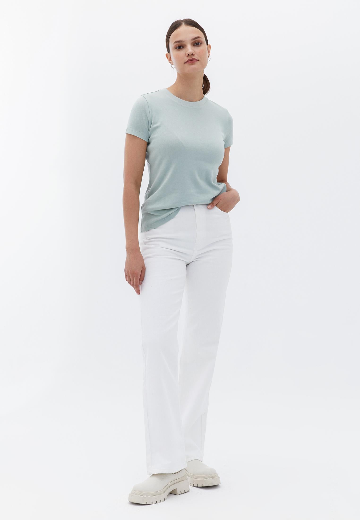 Crew Neck Loose Fit T-Shirt - AQUA GRAY