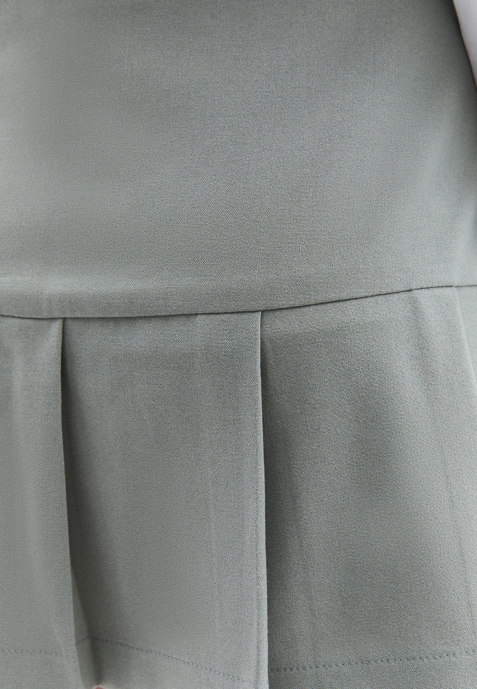 Pleated Short A-Line Skirt - AQUA GRAY