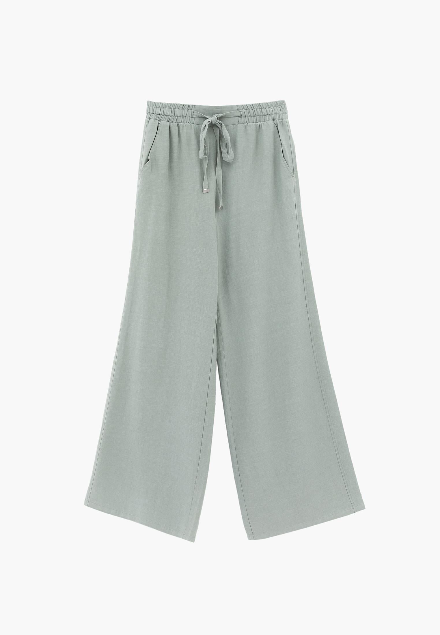 High Waist Wide Leg Elastic Waist Pants - AQUA GRAY