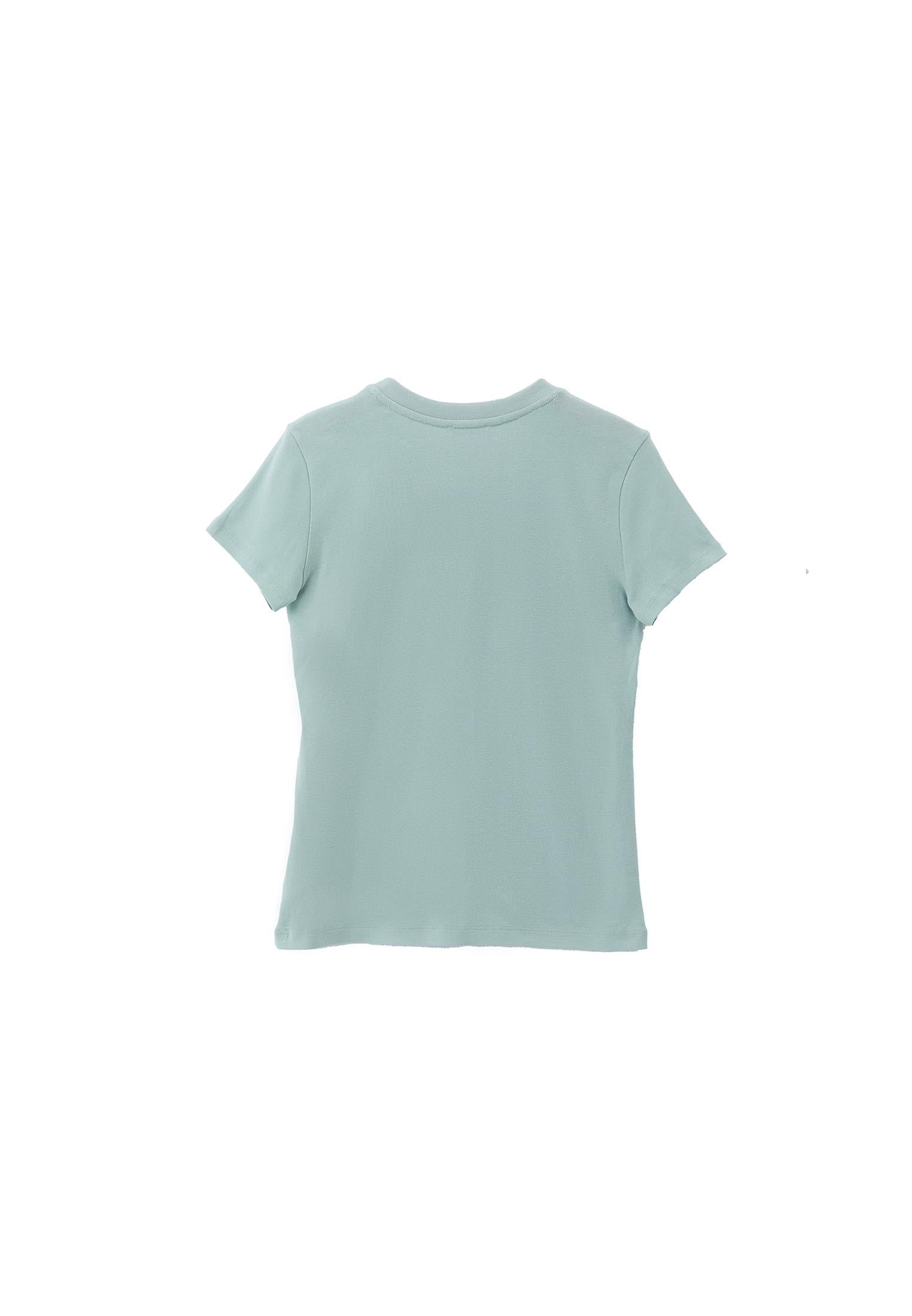 Crew Neck Loose Fit T-Shirt - AQUA GRAY