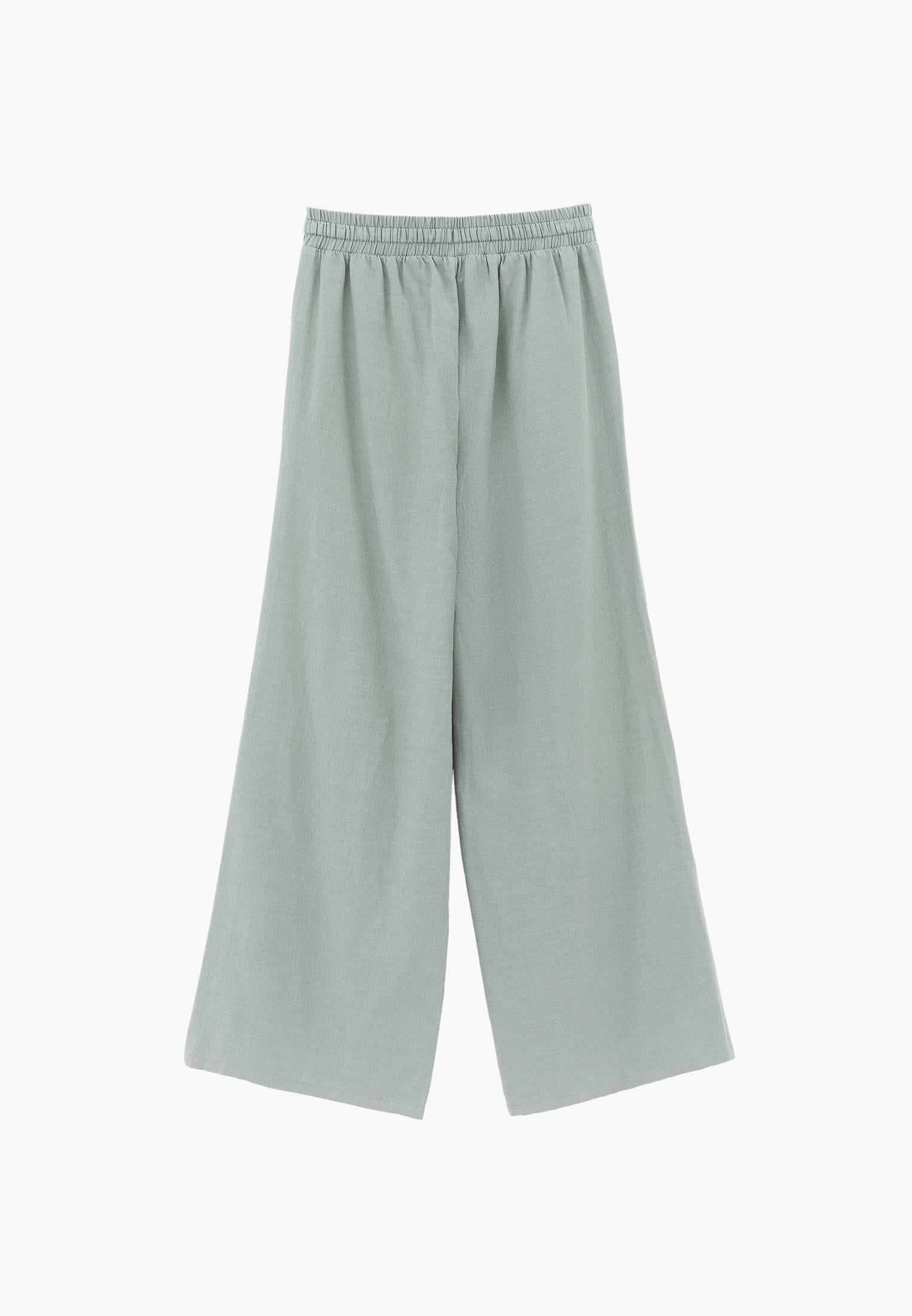 High Waist Wide Leg Elastic Waist Pants - AQUA GRAY