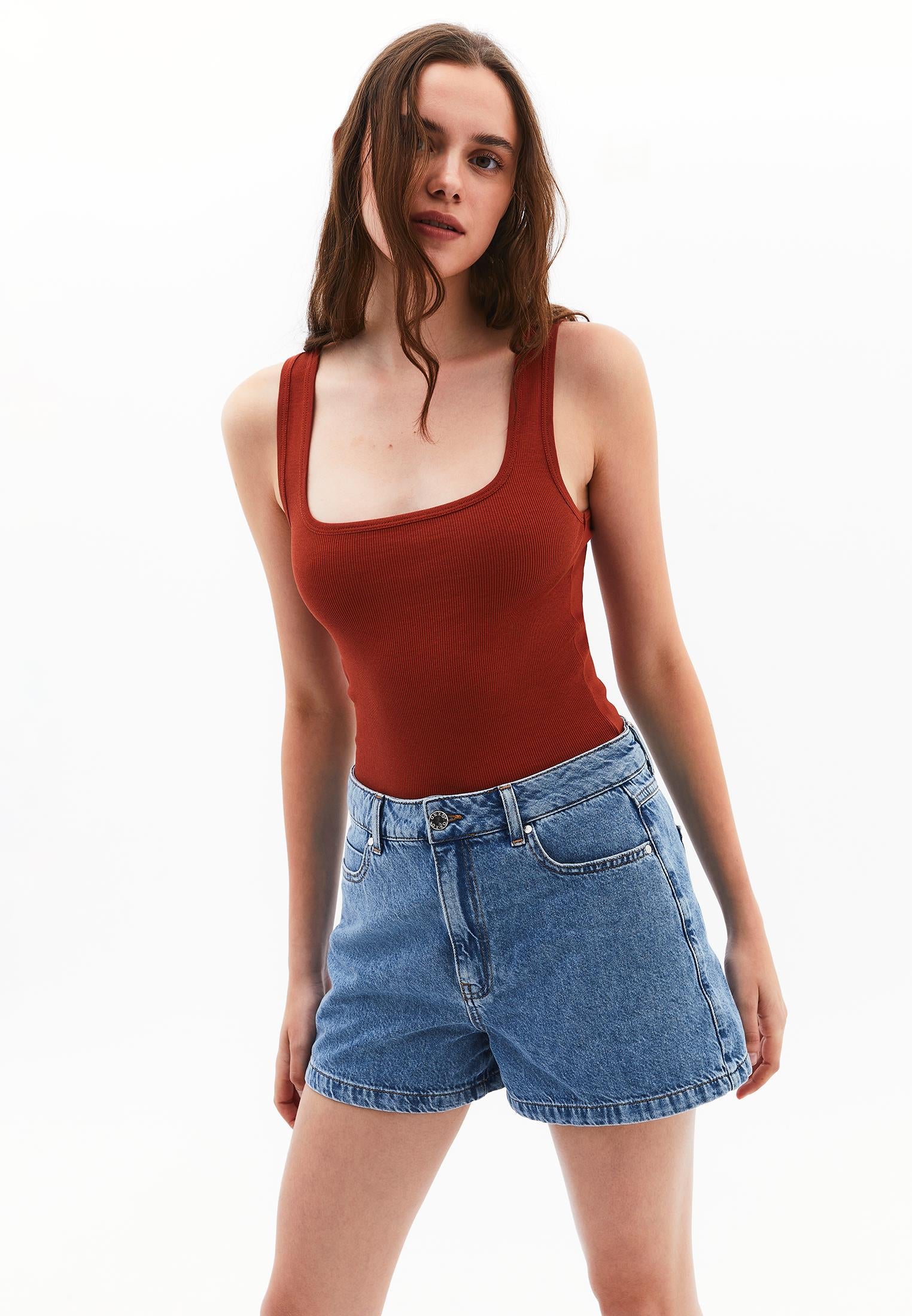 Square Neck Bodycon Tank Top - ARABIAN SPICE