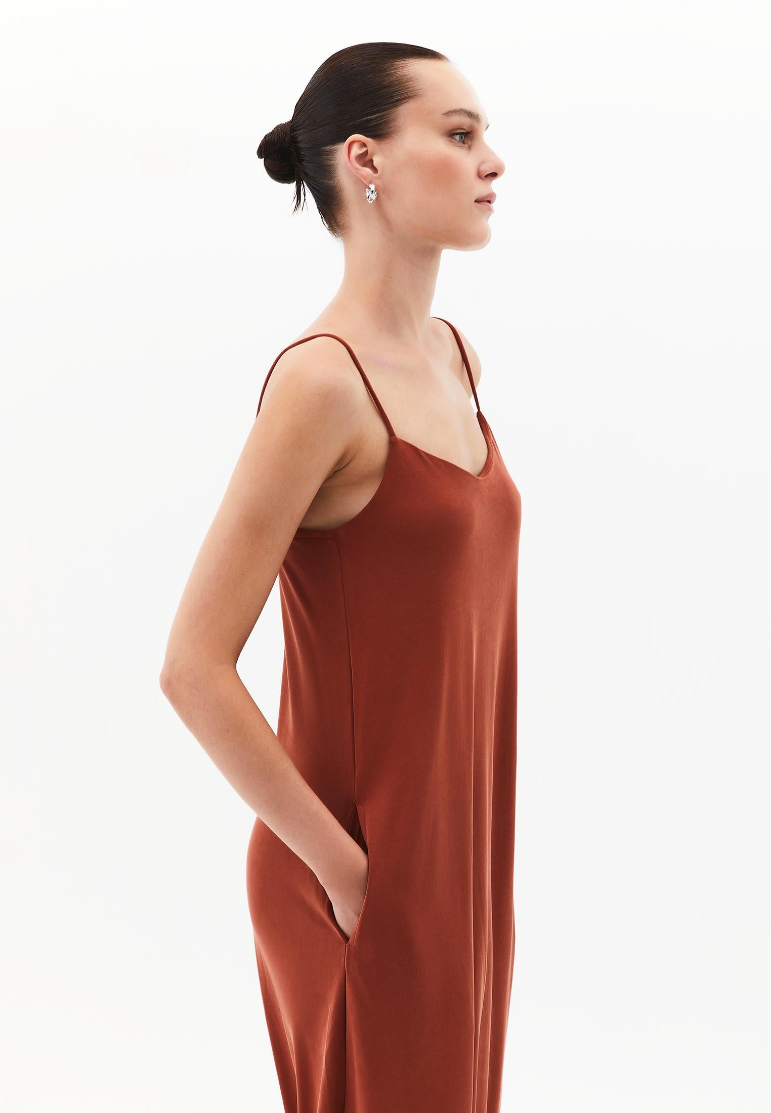 V Neck Sleeveless Midi Dress - ARABIAN SPICE