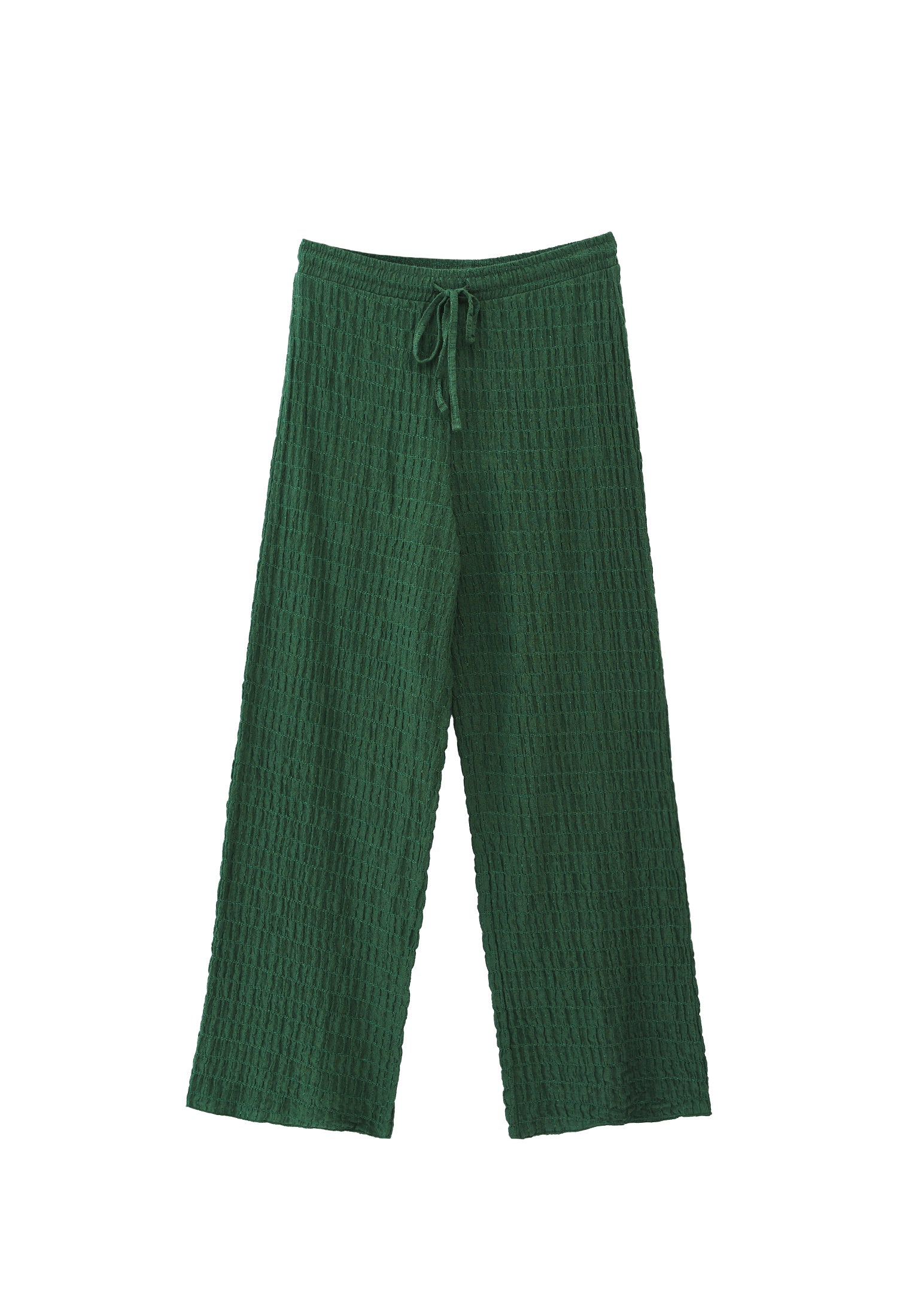 Wide Leg Cotton Pants - ARTICHOKE GREEN