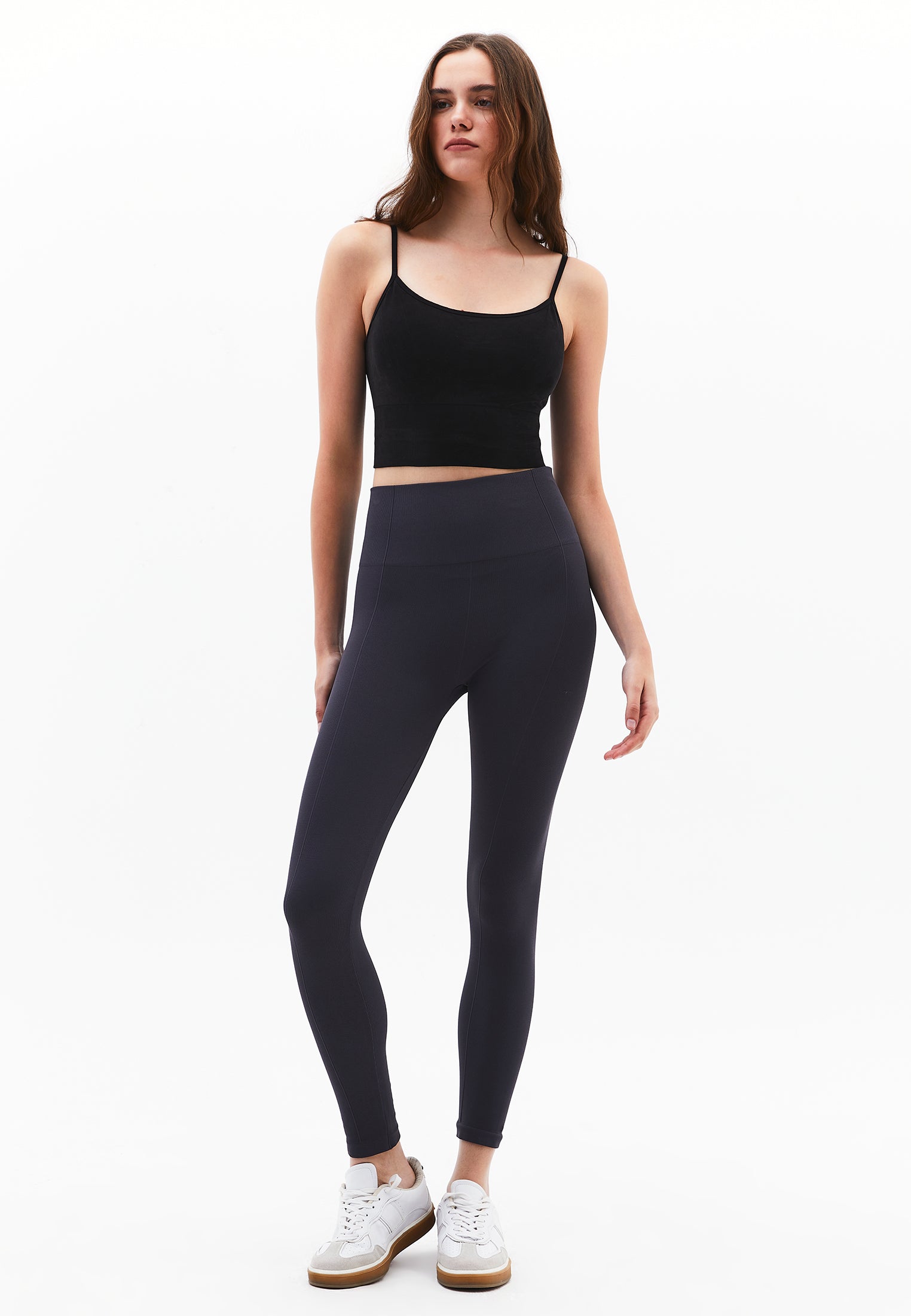 High Waist Elastic Leggings - ASPHALT