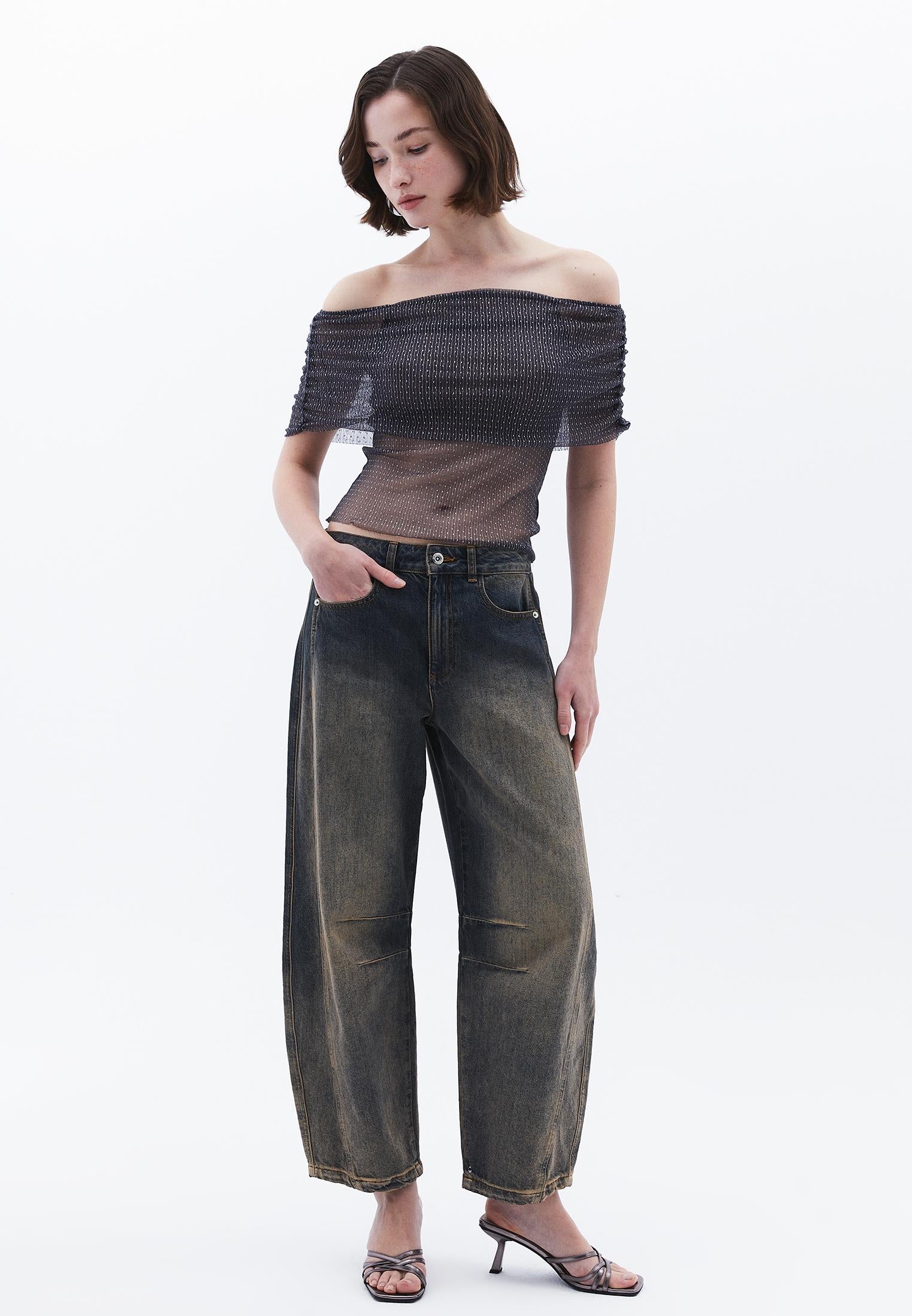 Standard Blouse With Dropped Shoulder - ASPHALT