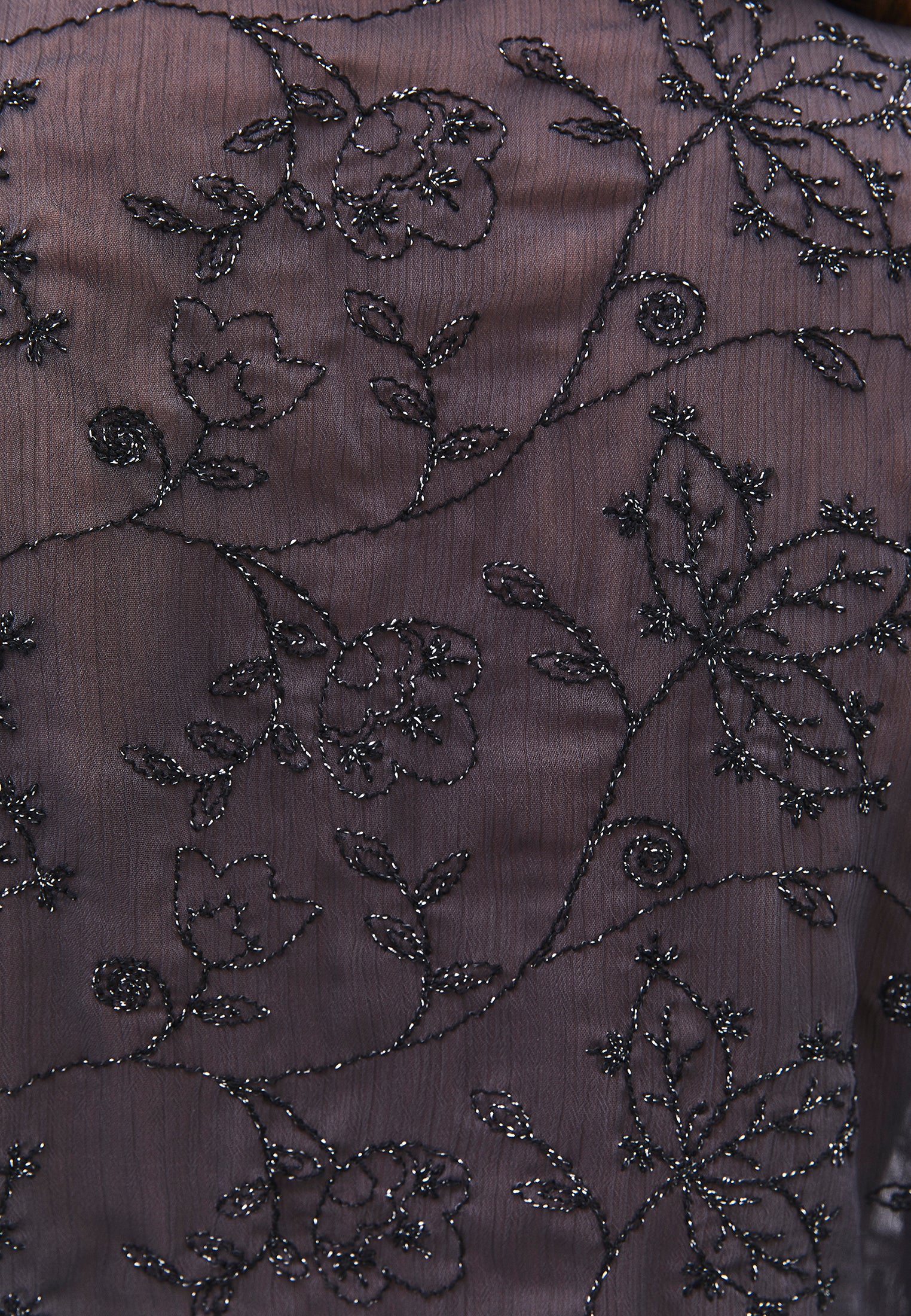 V-Neck Glitter Long Sleeve Shirt - ASPHALT