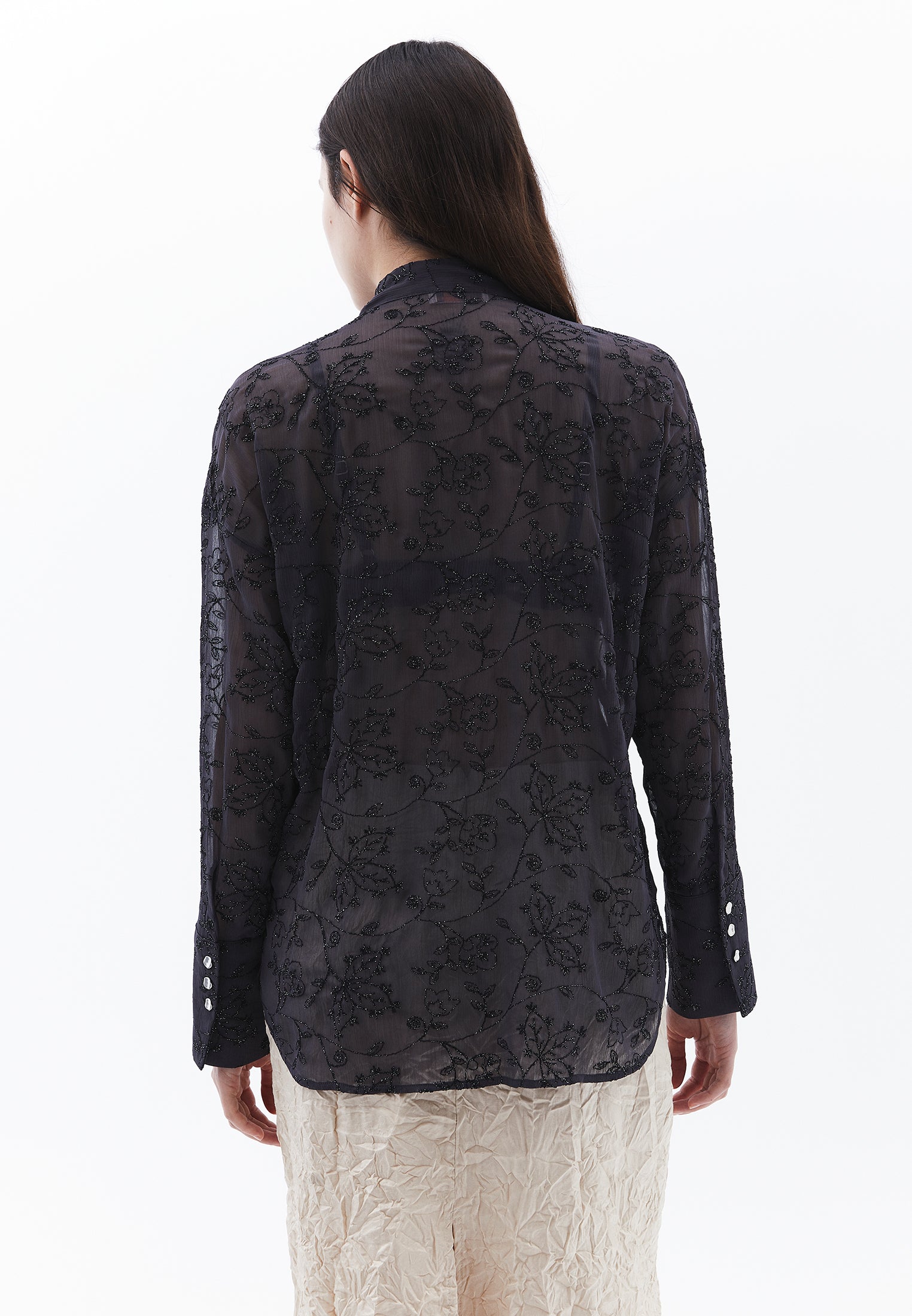 Shirt With Scarf Detail - ASPHALT