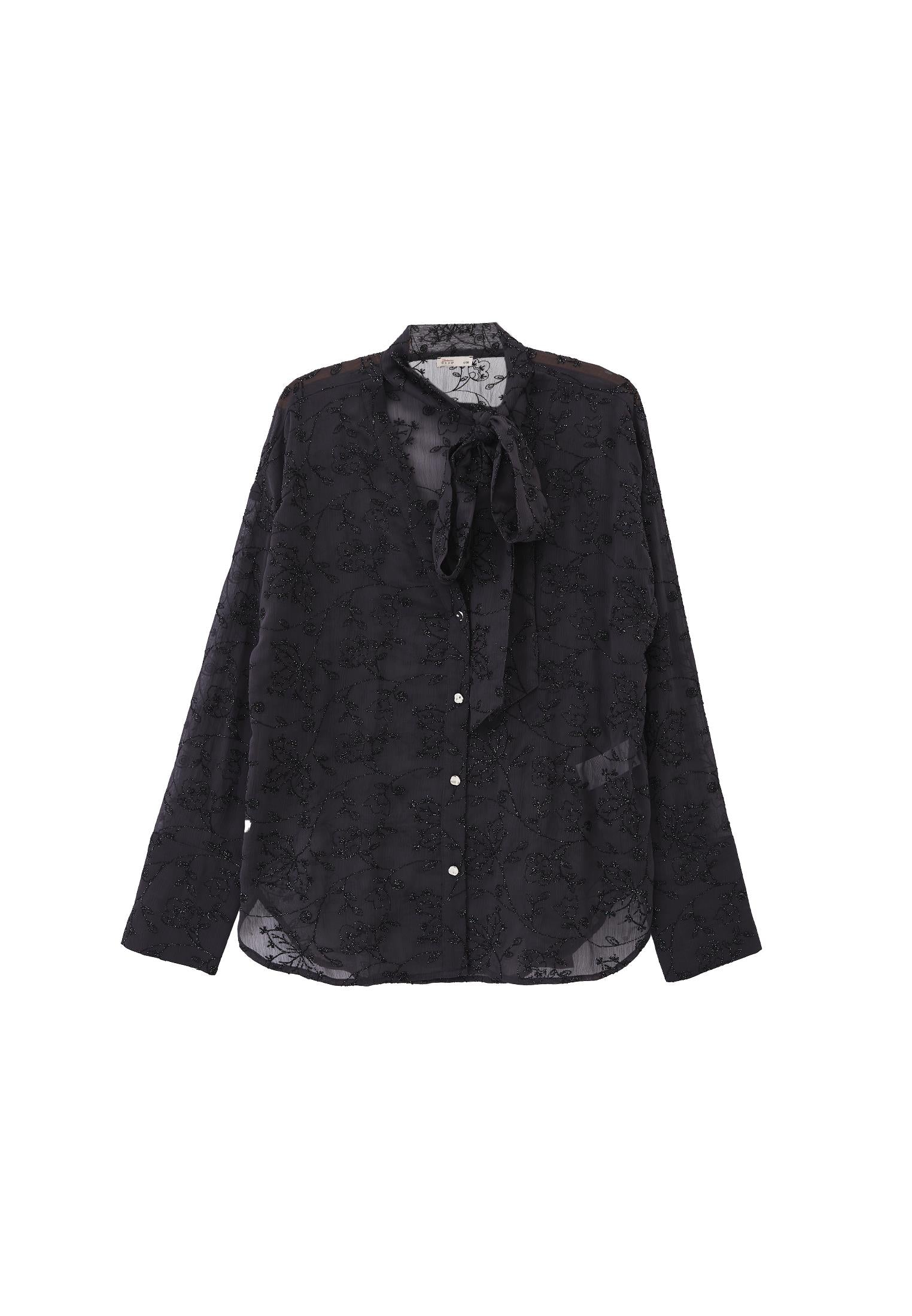 Shirt With Scarf Detail - ASPHALT