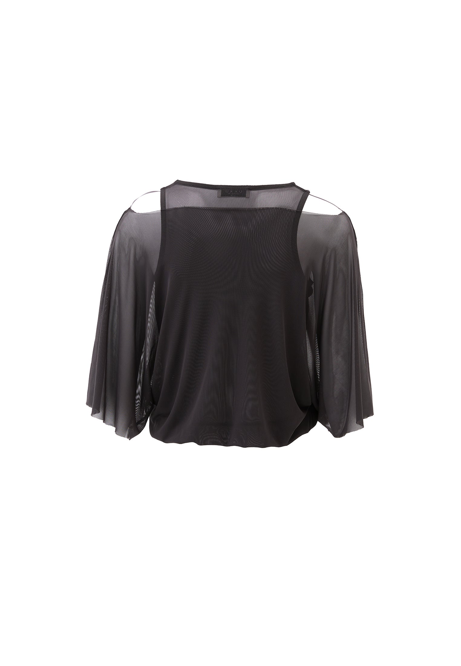Batwing Sleeve Boat Neck Blouse - ASPHALT