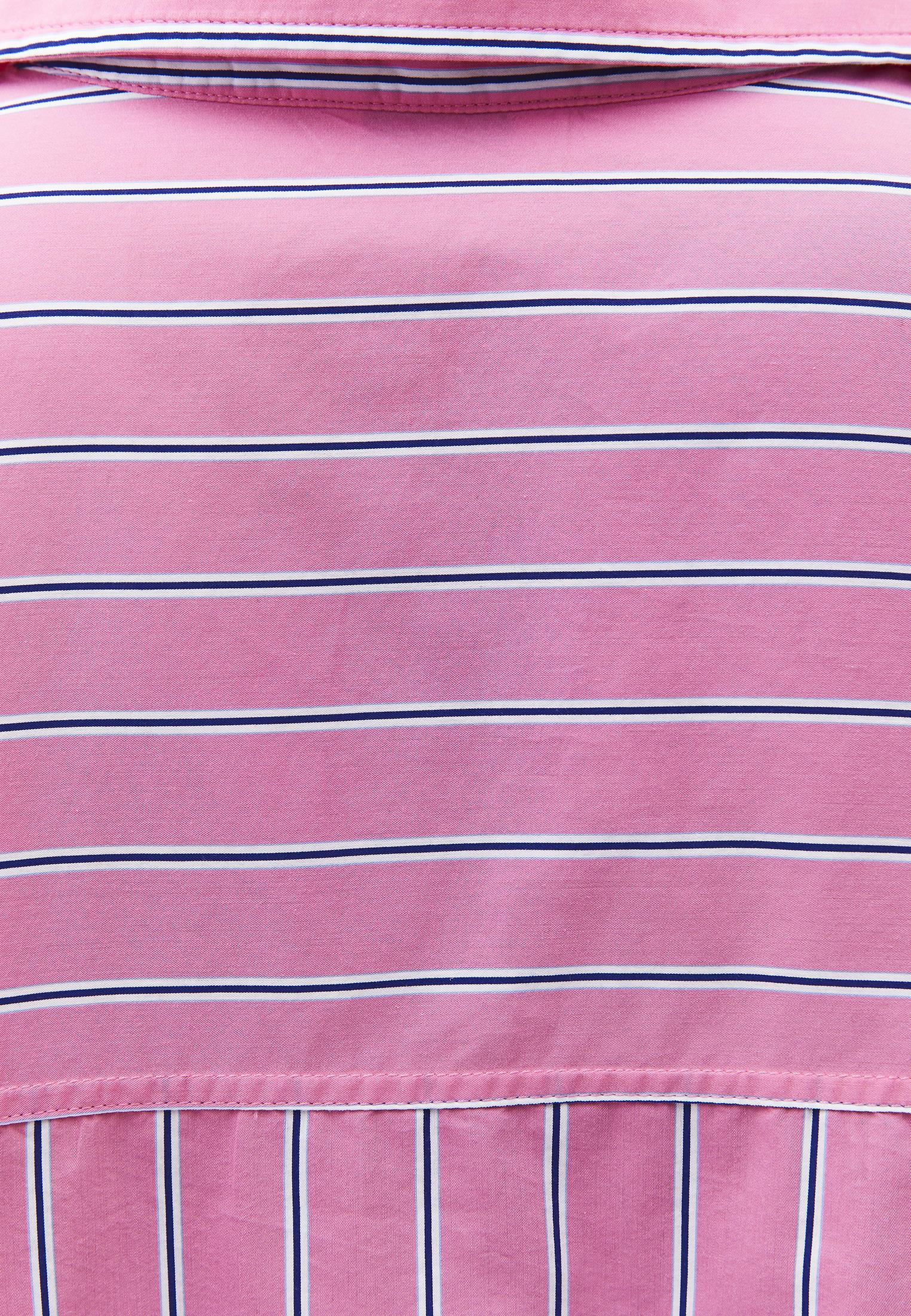 Oversize Shirt Collar Long Sleeve Shirt - AURORA PINK STRIPE