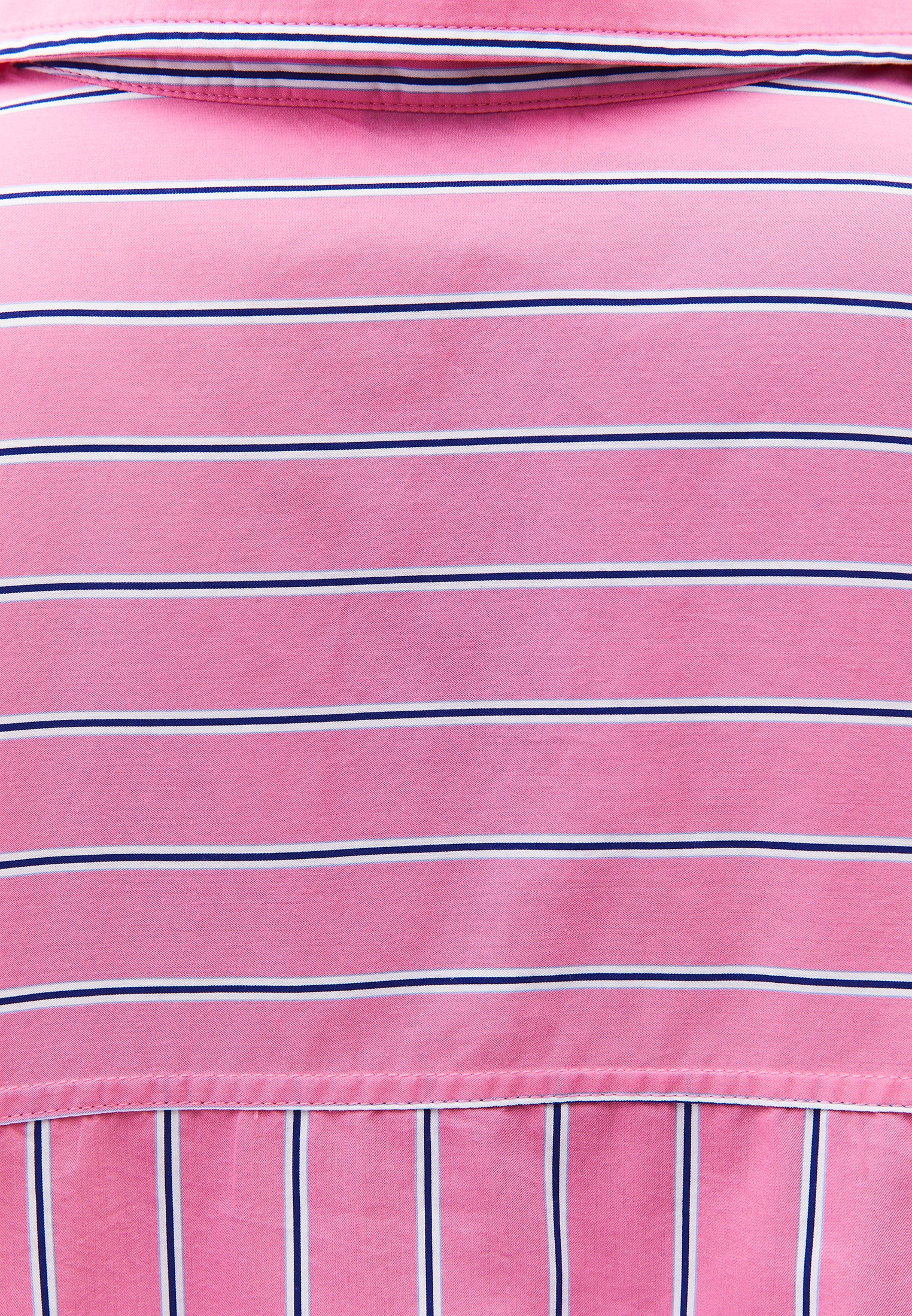 Oversize Shirt Collar Long Sleeve Shirt - AURORA PINK STRIPE
