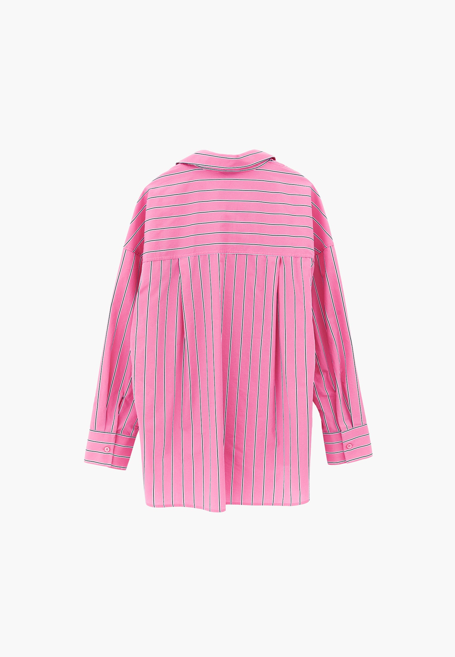 Oversize Shirt Collar Long Sleeve Shirt - AURORA PINK STRIPE