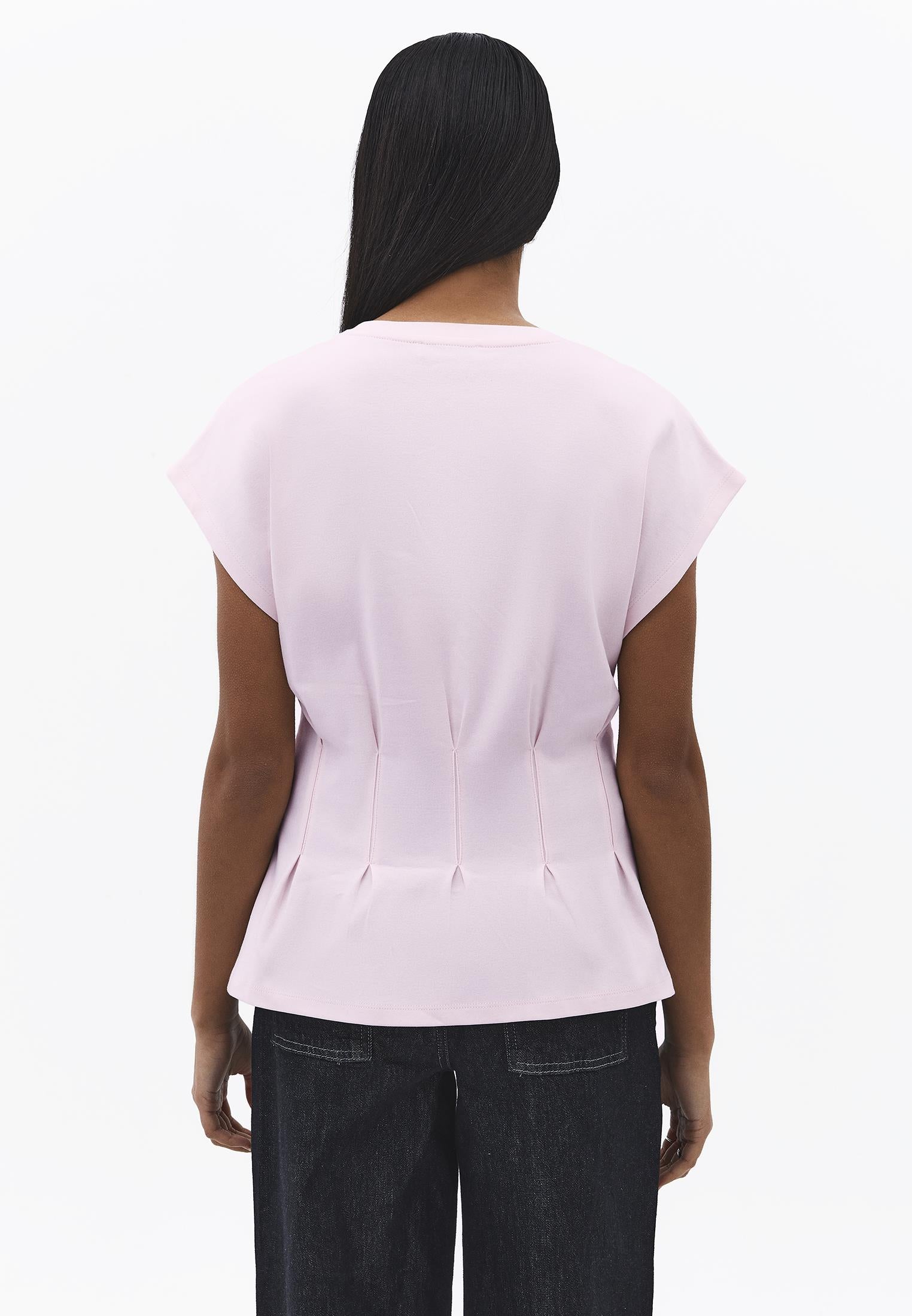 Crew Neck Short Sleeve Standard T-Shirt - BARELY PINK