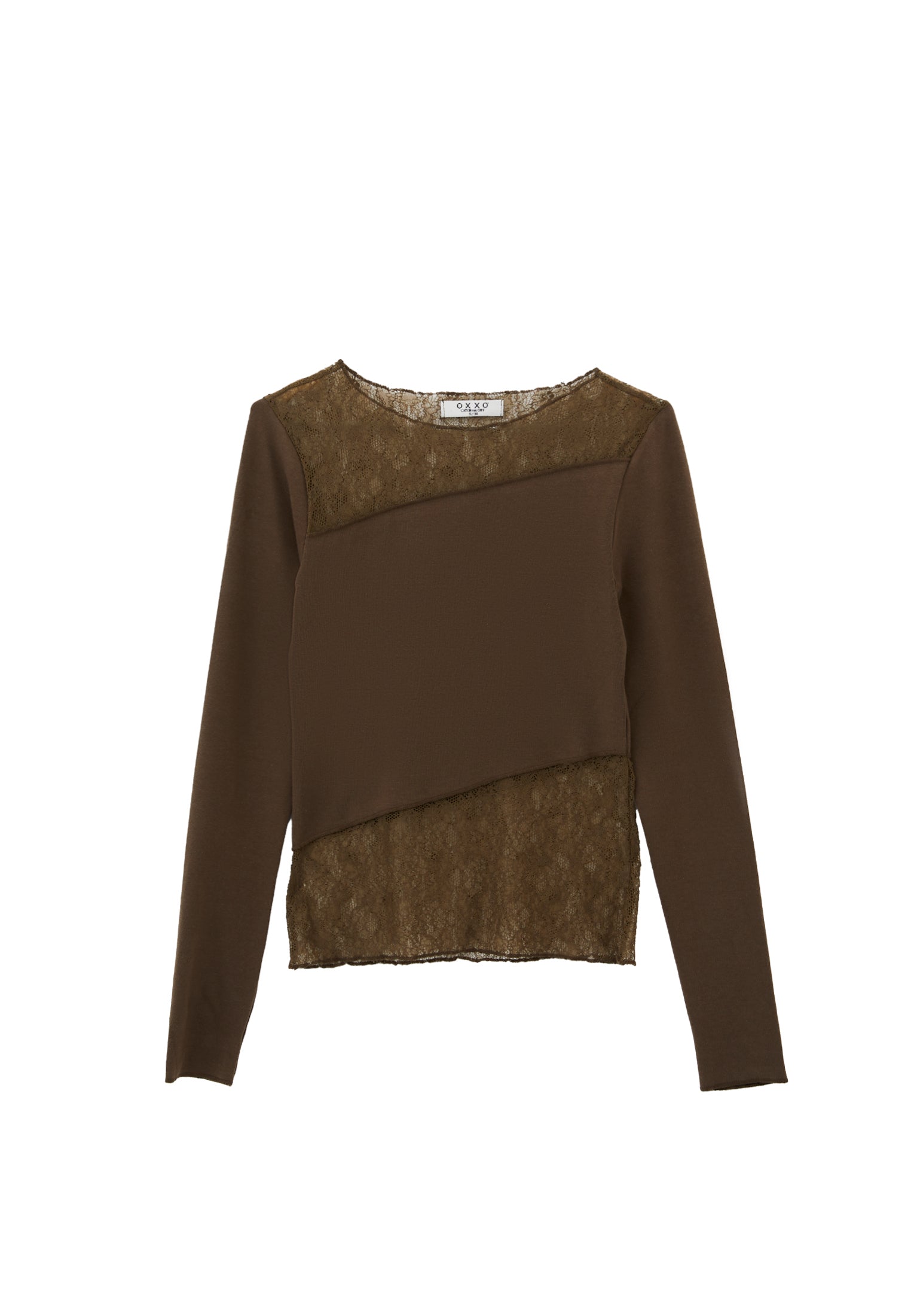 Closed Cut Long Sleeve Crew Neck T-Shirt - BEECH