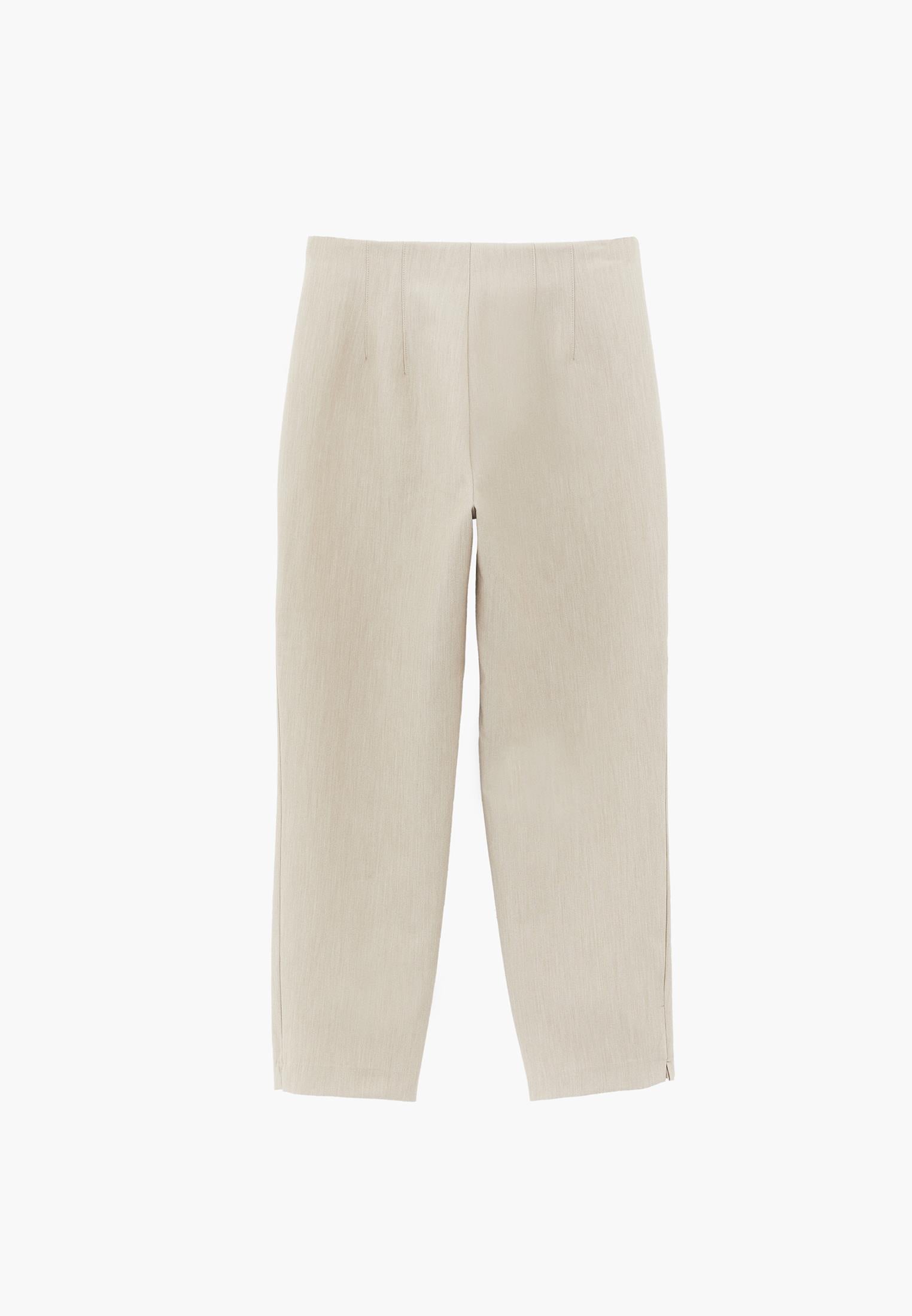 High Waist Carrot Cut Trousers - BEIGE MELANGE