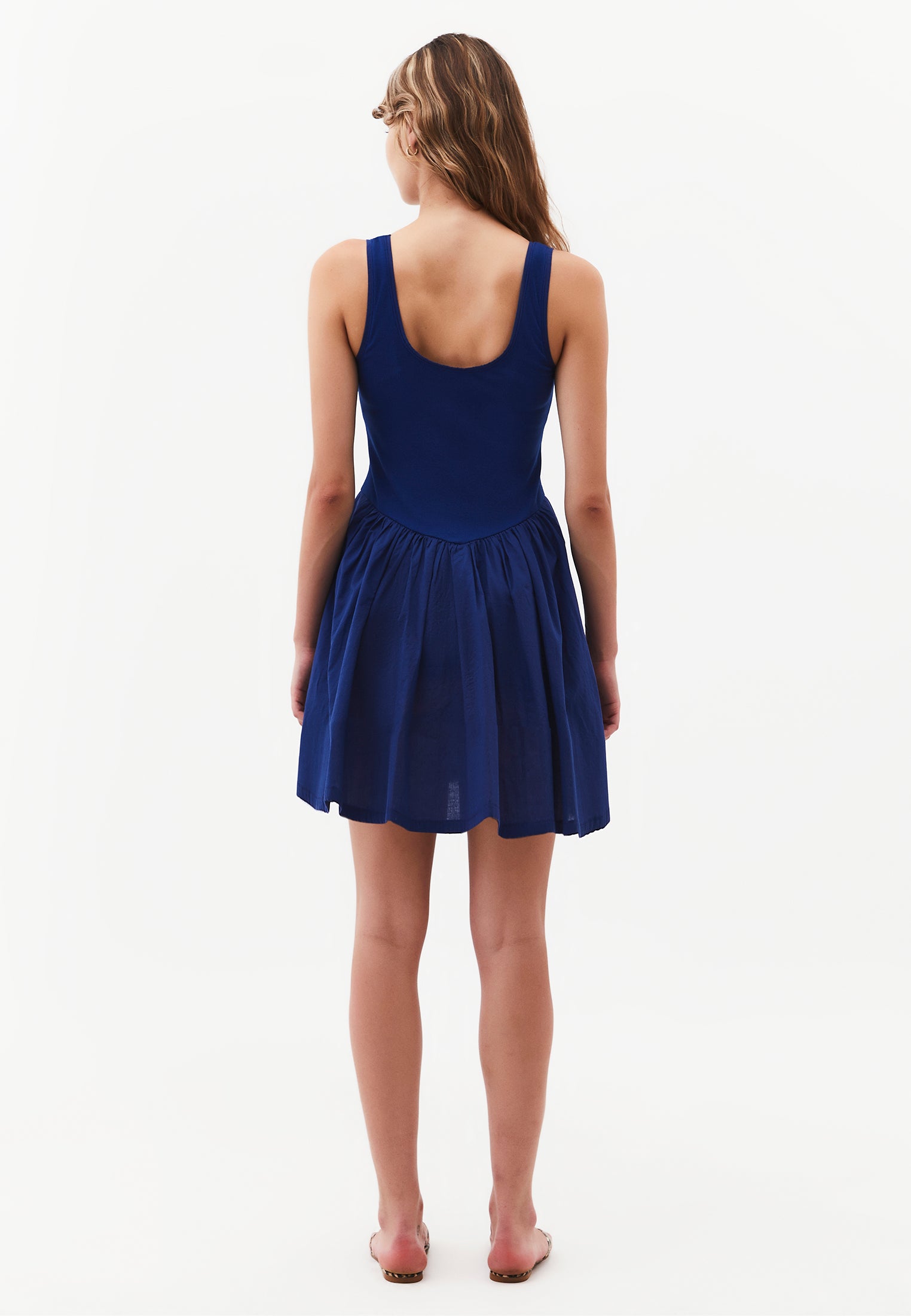 Ruched Sleeveless Short Dress - BELLWETHER BLUE