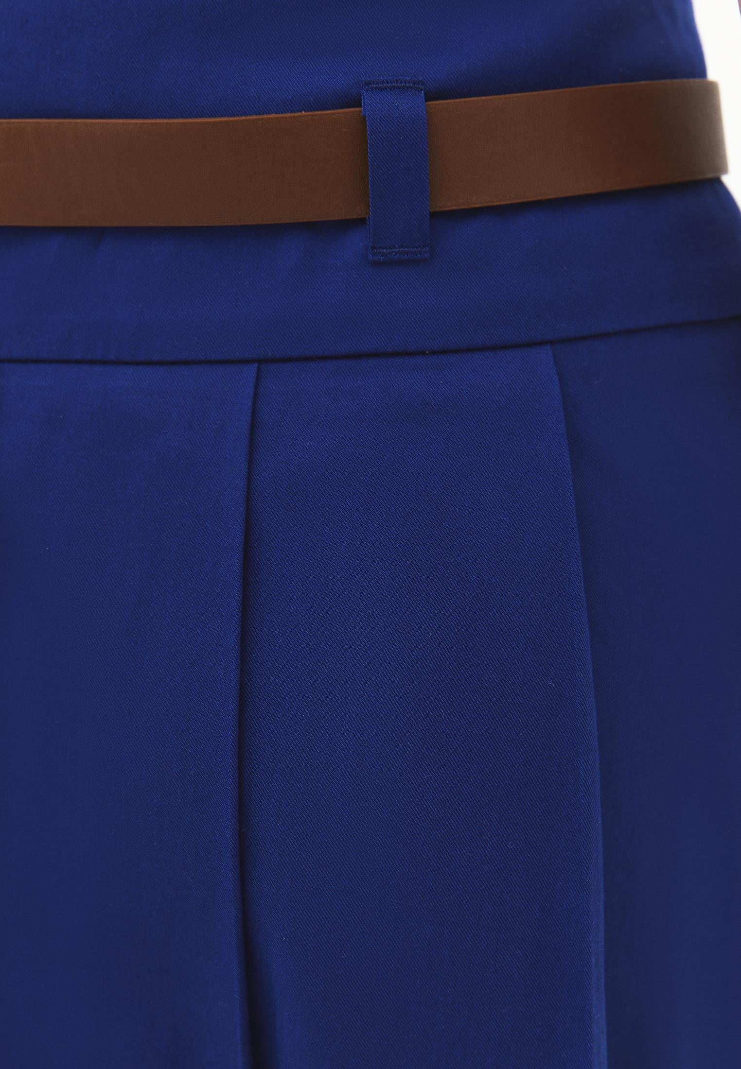 Long Pleated A-Line Skirt With Belt Detail - BELLWETHER BLUE