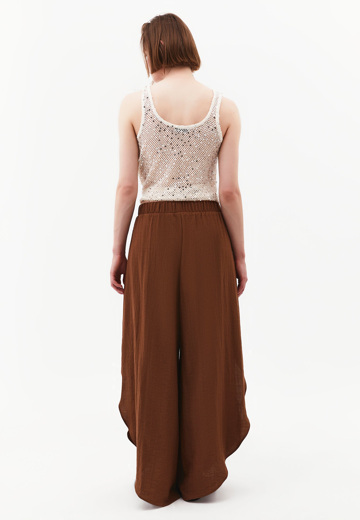 High Waist Wide Leg Pants - BISON