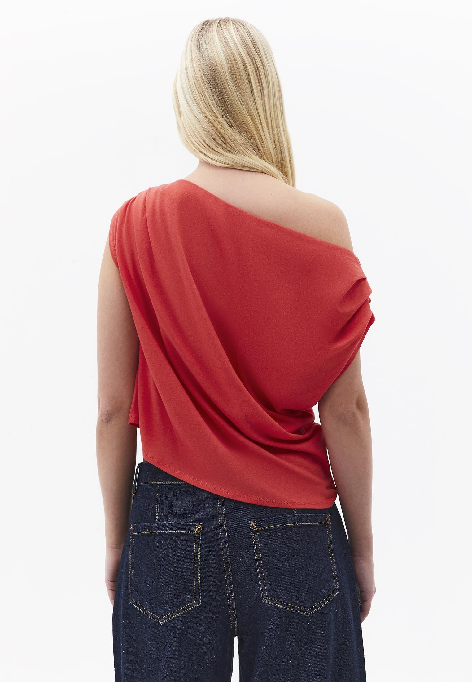 Pleated Asymmetric T-Shirt - BITTERSWEET