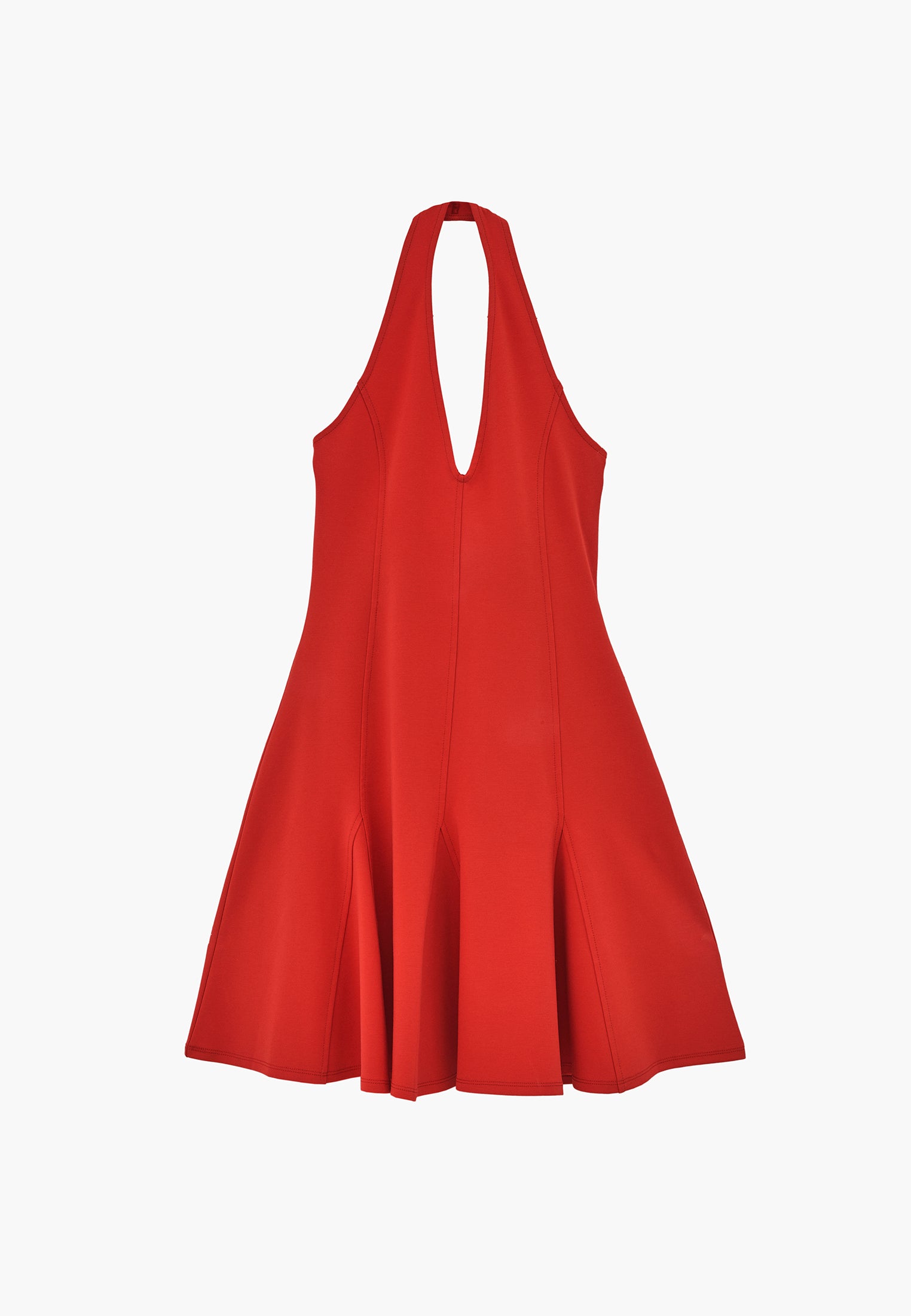 Flared Cut V-Neck Short Dress - BITTERSWEET