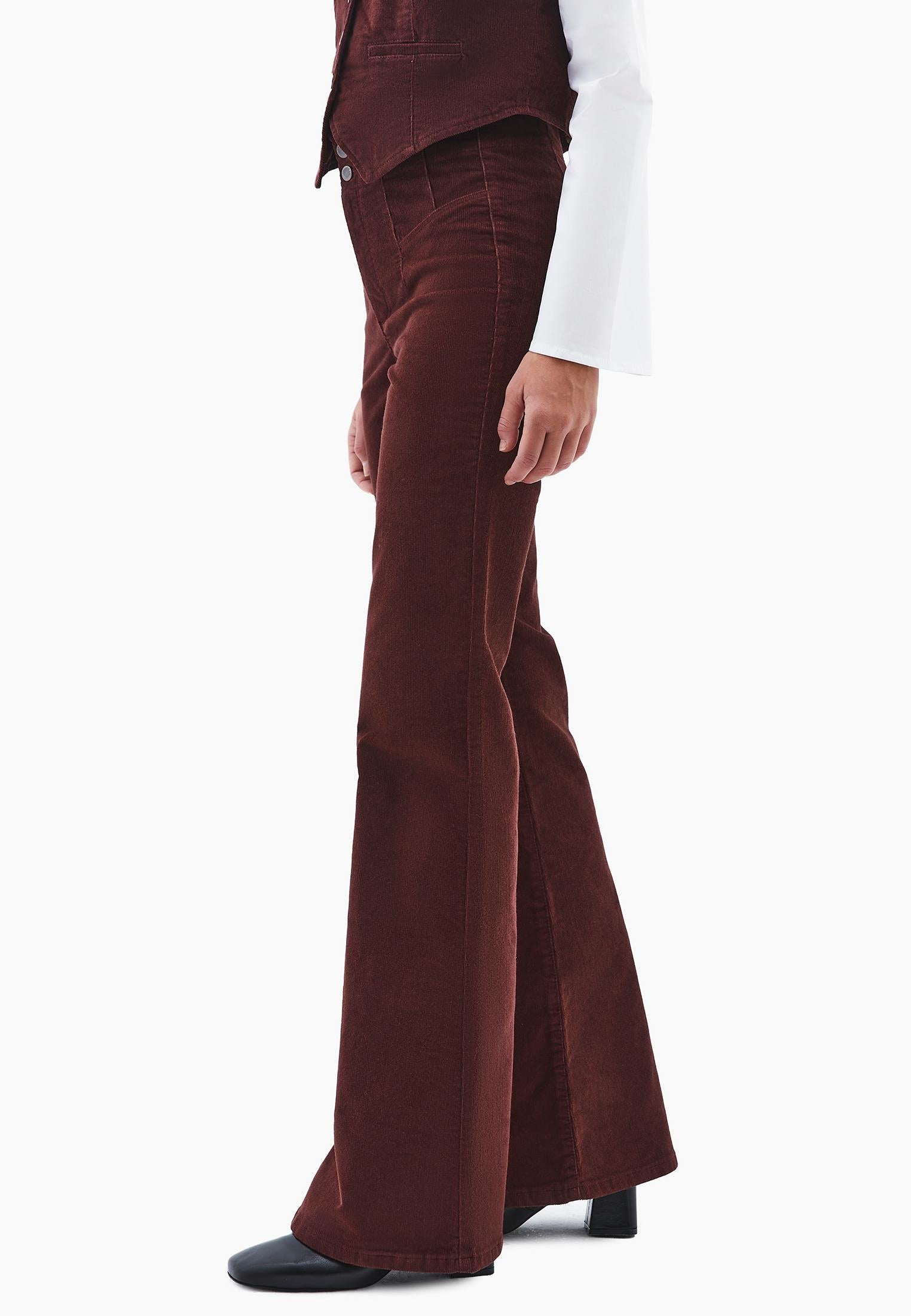 Ultra High Waist Flared Pants - BITTER CHOCOLATE