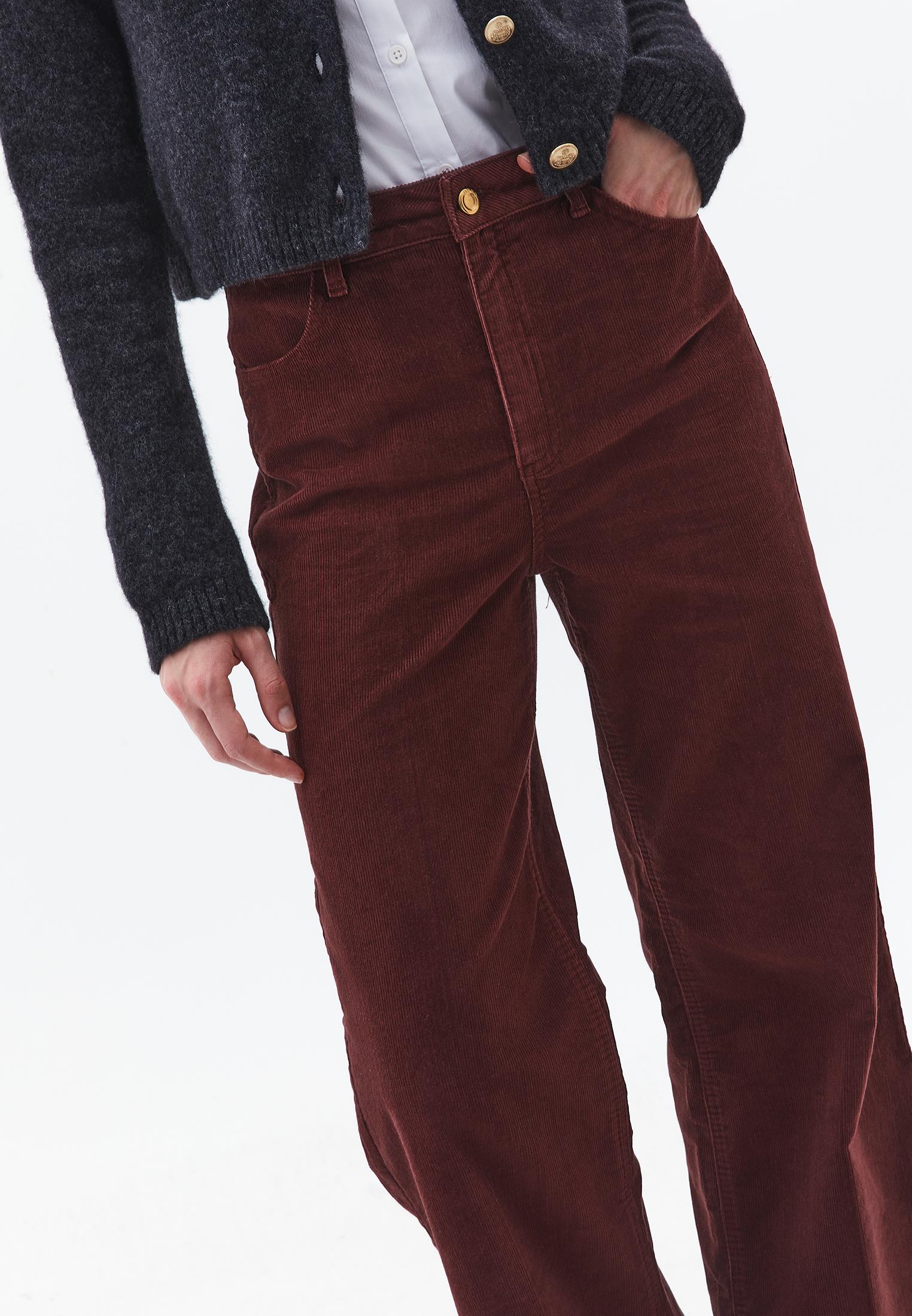 Corduroy Wide Leg Pants - BITTER CHOCOLATE