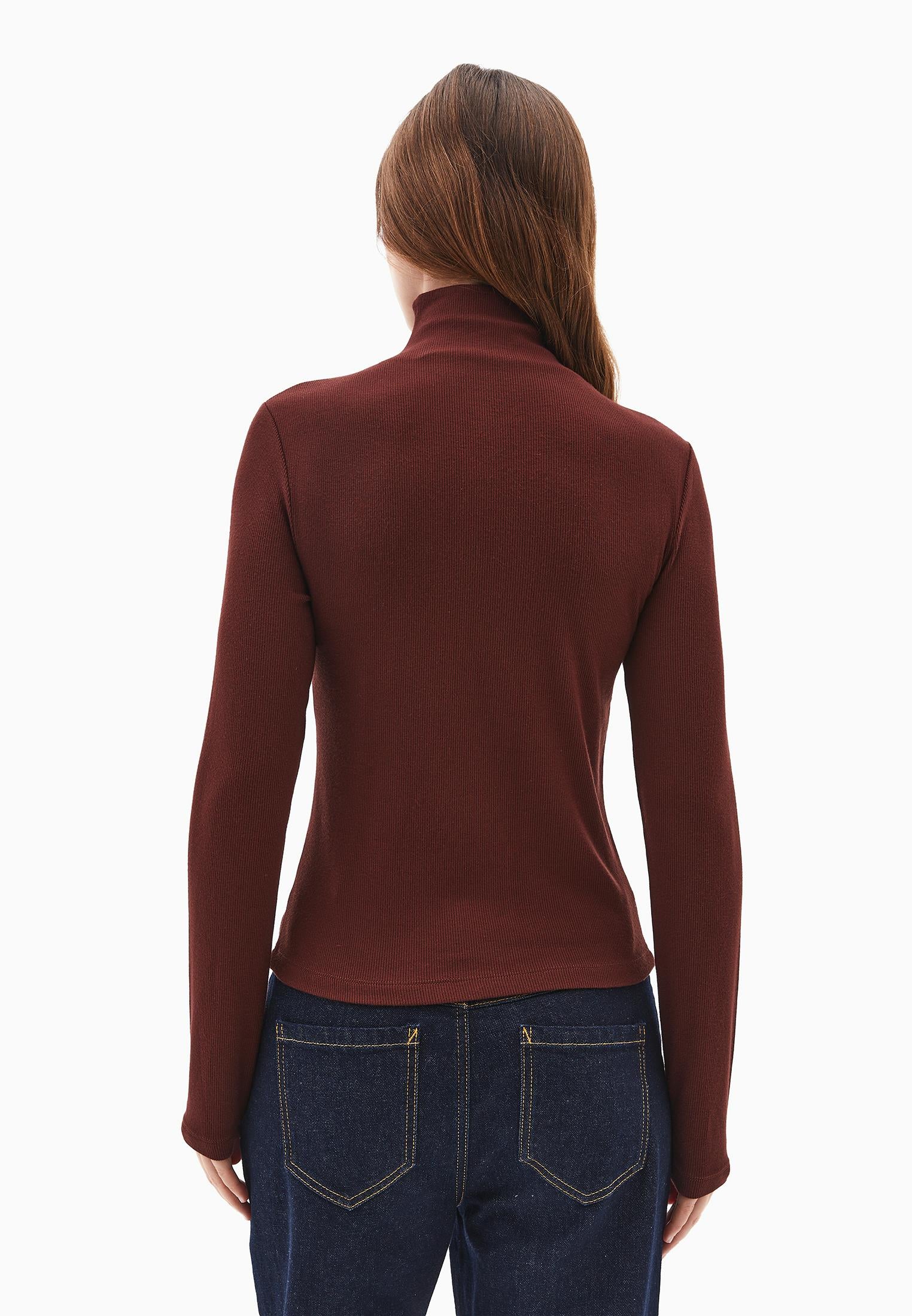 Bodycon Buttoned Blouse - BITTER CHOCOLATE