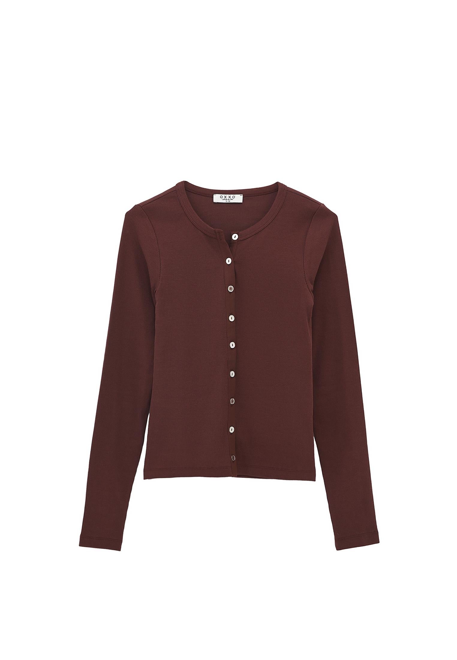 Crew Neck Long Sleeve T-Shirt - BITTER CHOCOLATE