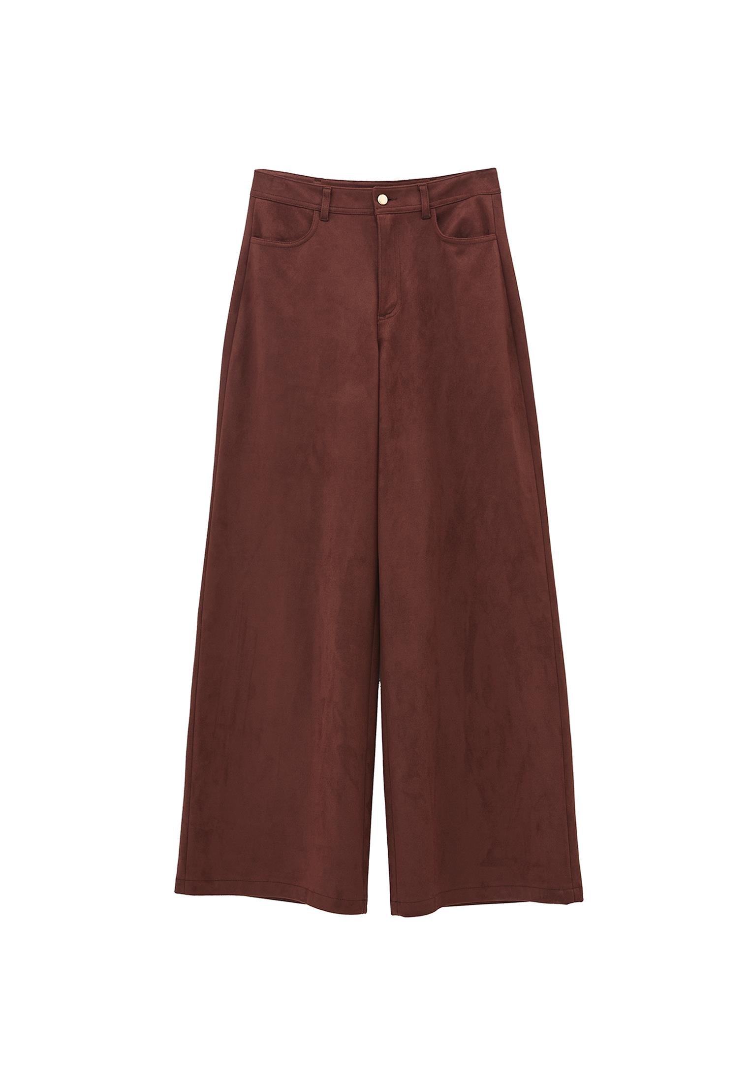 Wide Leg Ultra High Waist Pants - BITTER CHOCOLATE