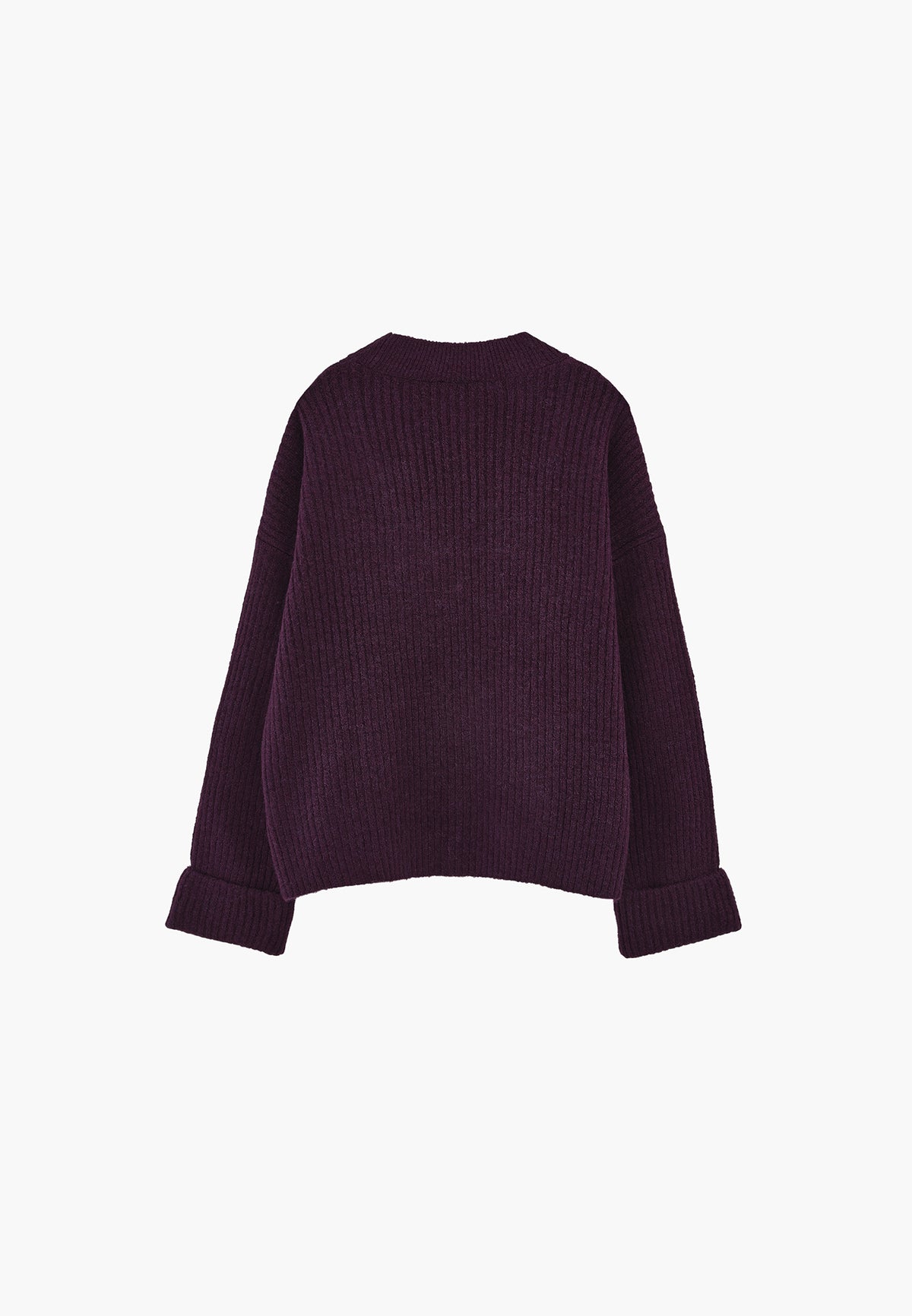 Loose V-Neck Sweater - BLACKBERRY CORDIAL