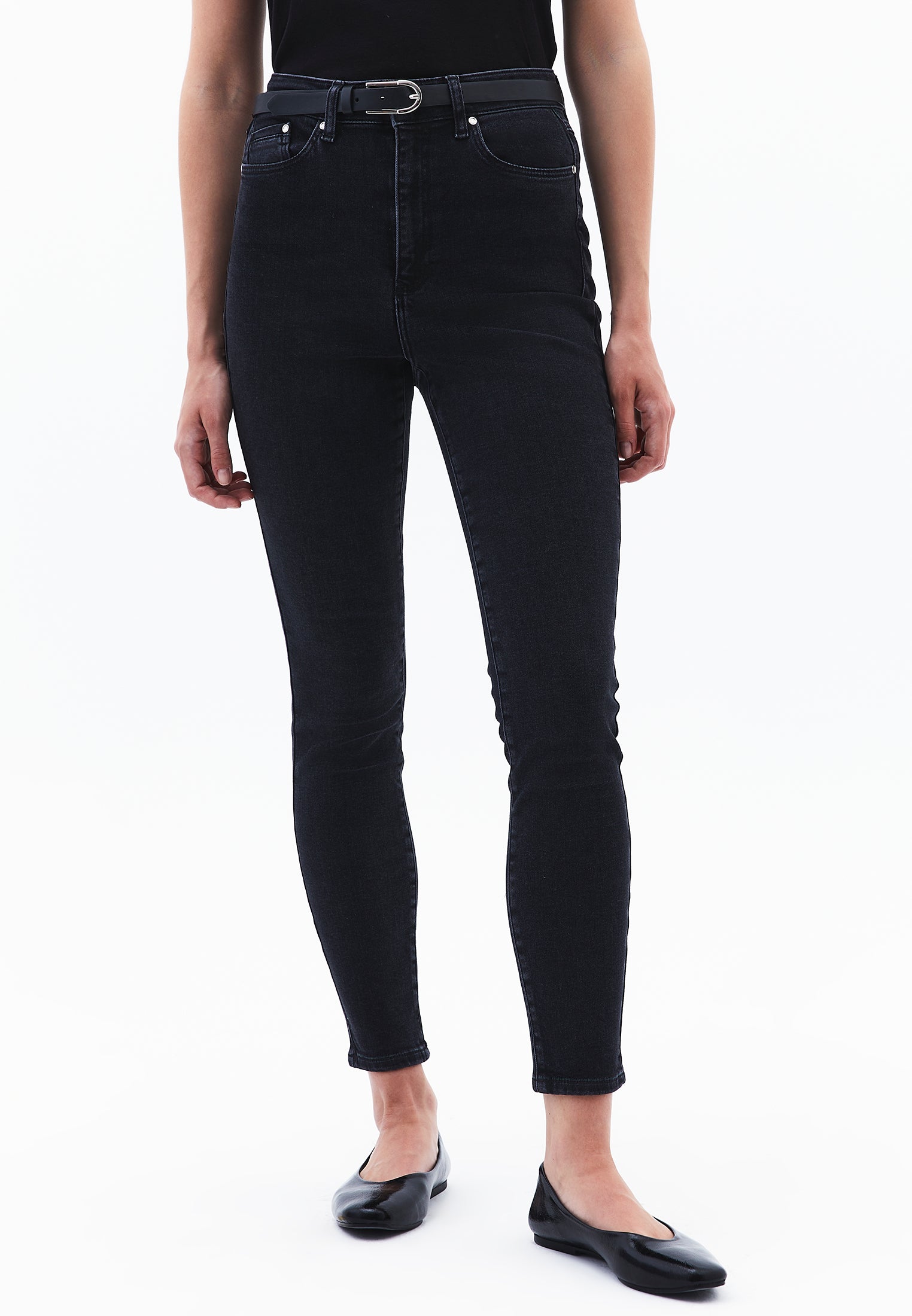 Ultra High Waist Skinny Jeans - BLACK DENIM