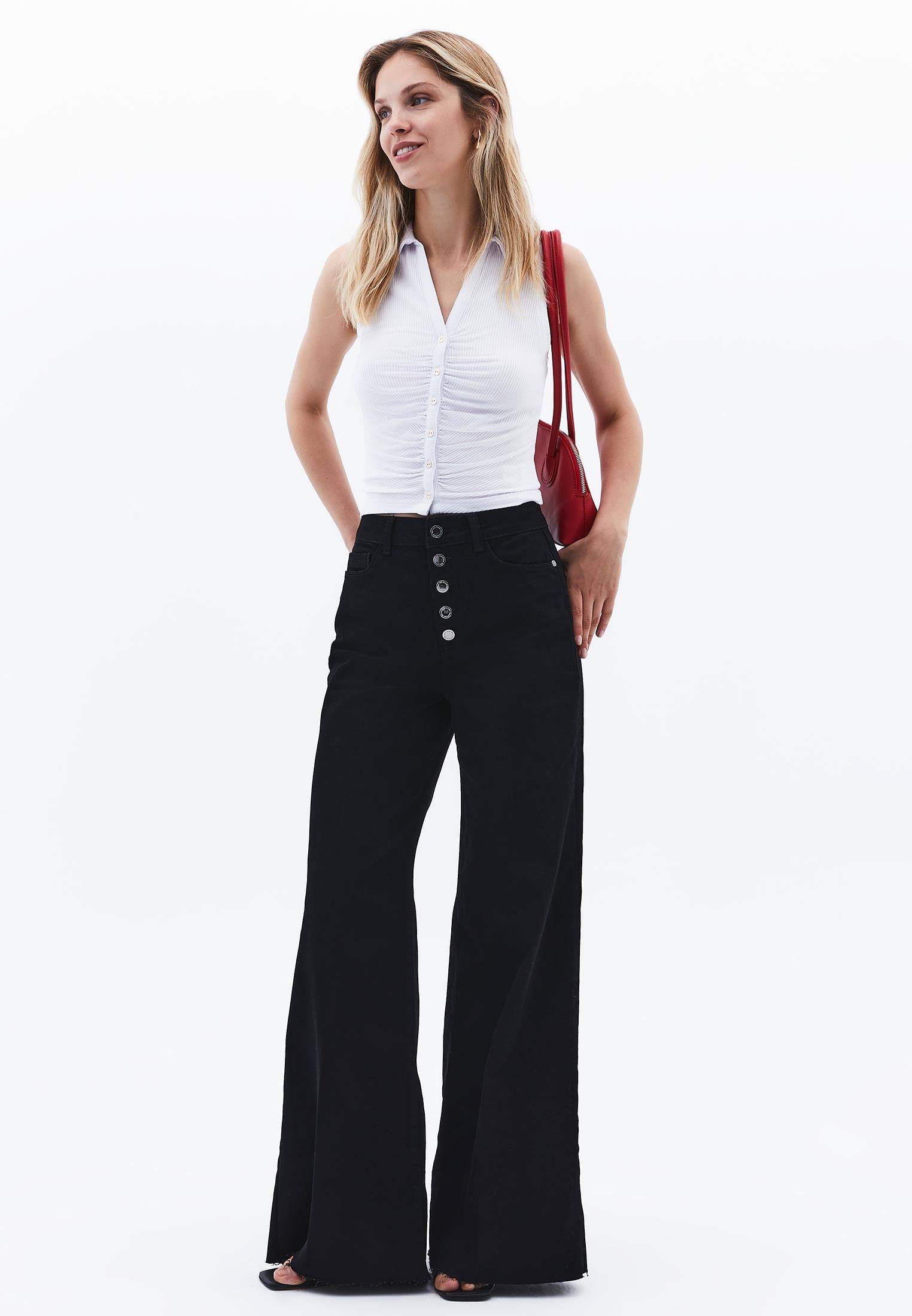 High Waist Jeans - BLACK DENIM