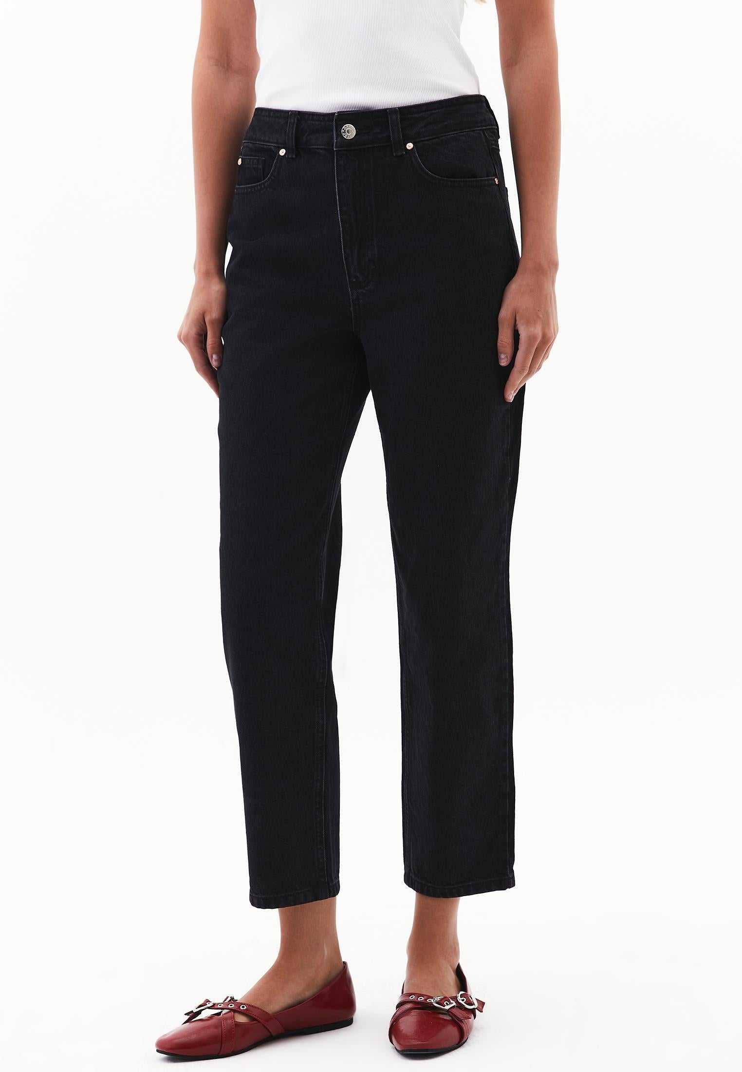 Ultra High Waist Slim Denim Pants - BLACK DENIM