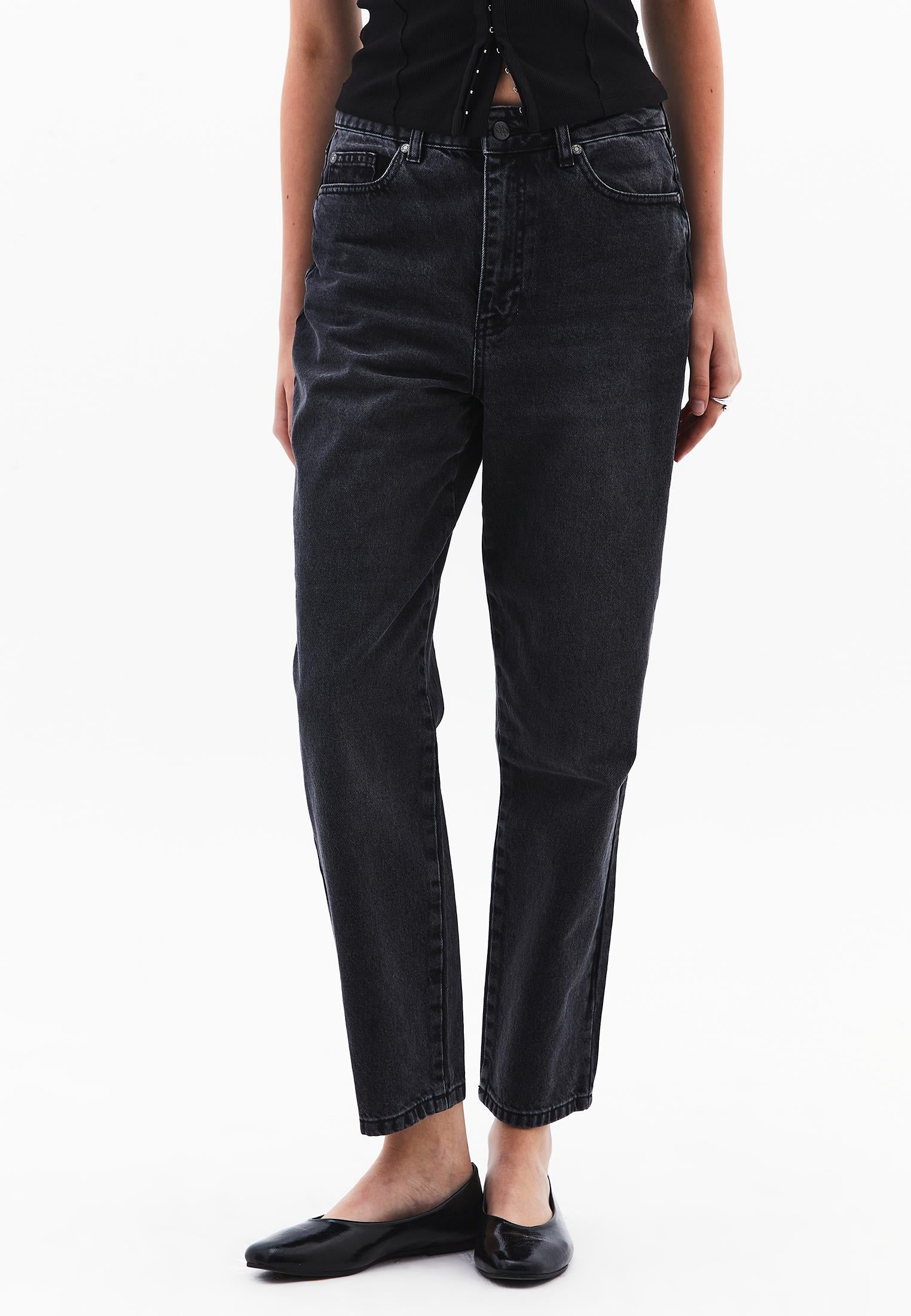 Ultra High Waist Slim Mom Jean - BLACK DENIM
