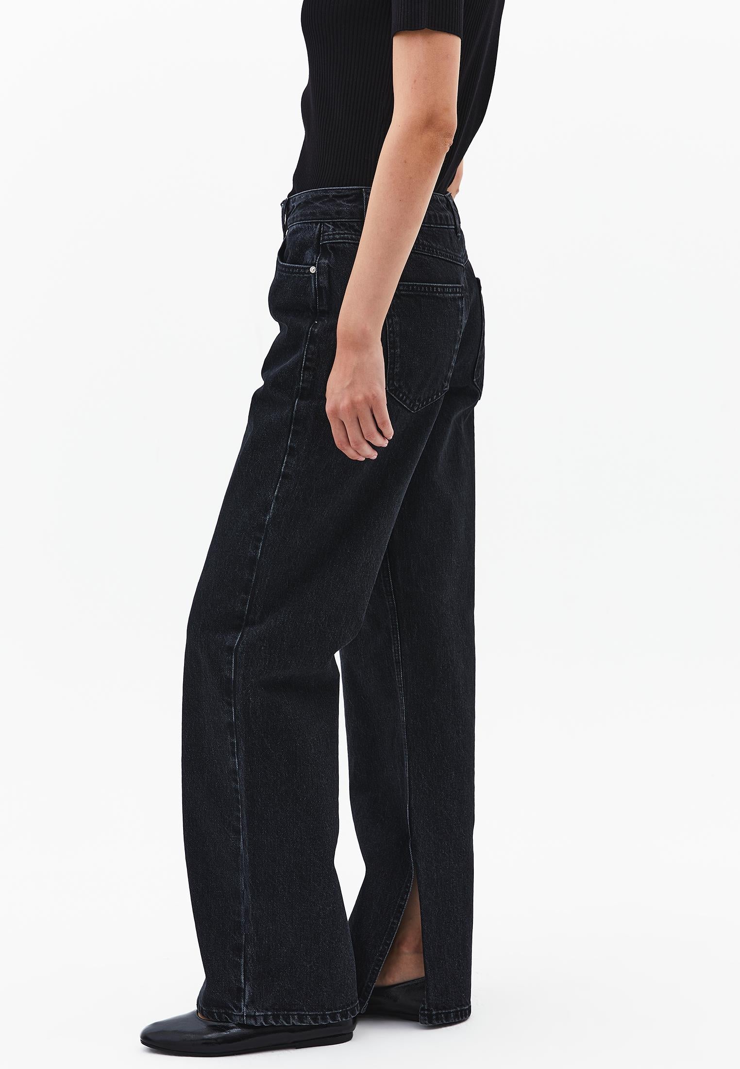 Straight Straight Leg Women's Pants - BLACK DENIM