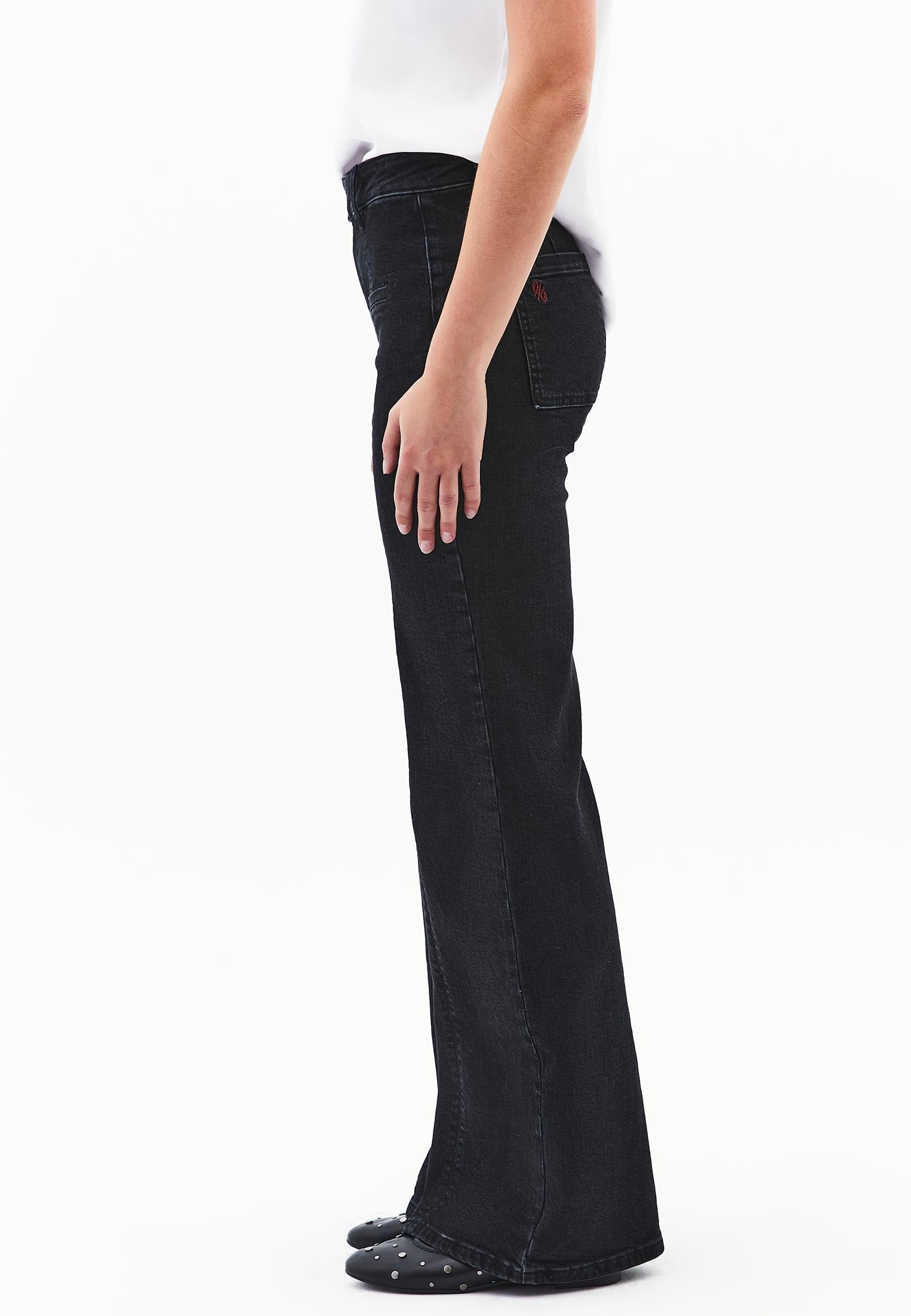 Spanish Leg Pocket Detailed Trousers - BLACK DENIM