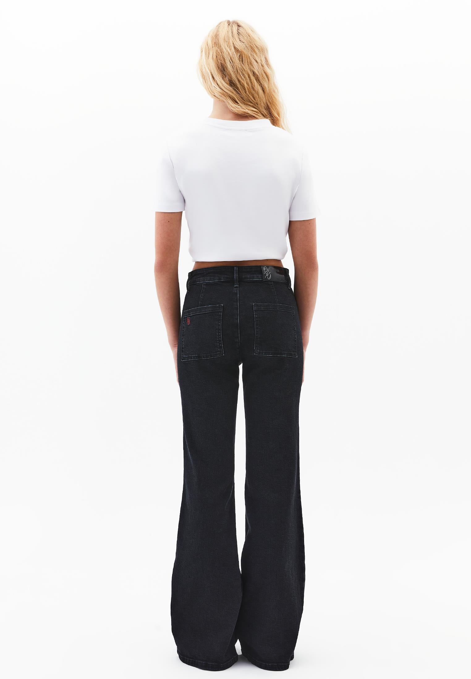 Spanish Leg Pocket Detailed Trousers - BLACK DENIM