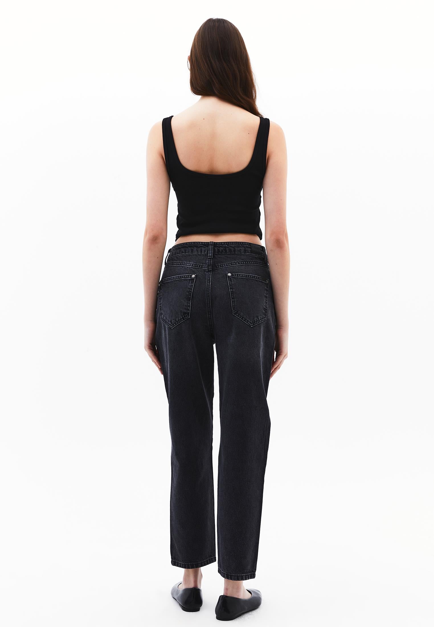 Ultra High Waist Slim Mom Jean - BLACK DENIM