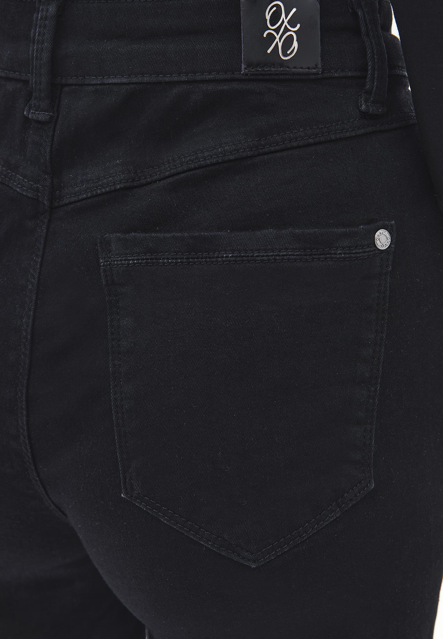 Button Detailed Wide Leg High Waist Denim Pants - BLACK DENIM